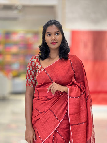 Sequence With Jamdani Detailed Tussar Saree | RGD620