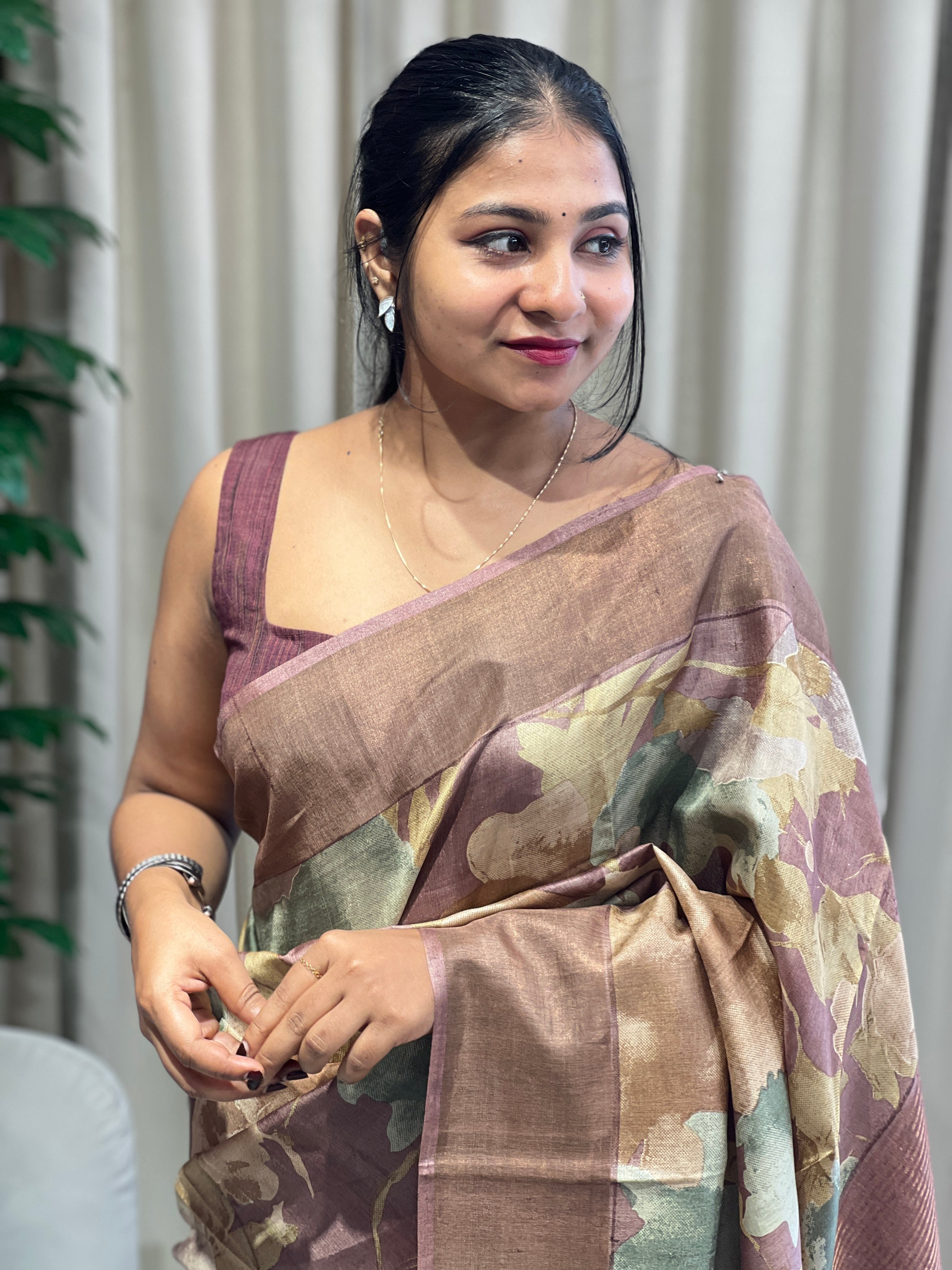 Abstract Printed Pure Tussar Saree | RGD772