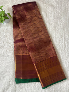 Geometric Patterned Kanchipuram Saree | OM139