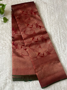 Hand Woven Geometric Patterned Kanchipuram Saree | OM148