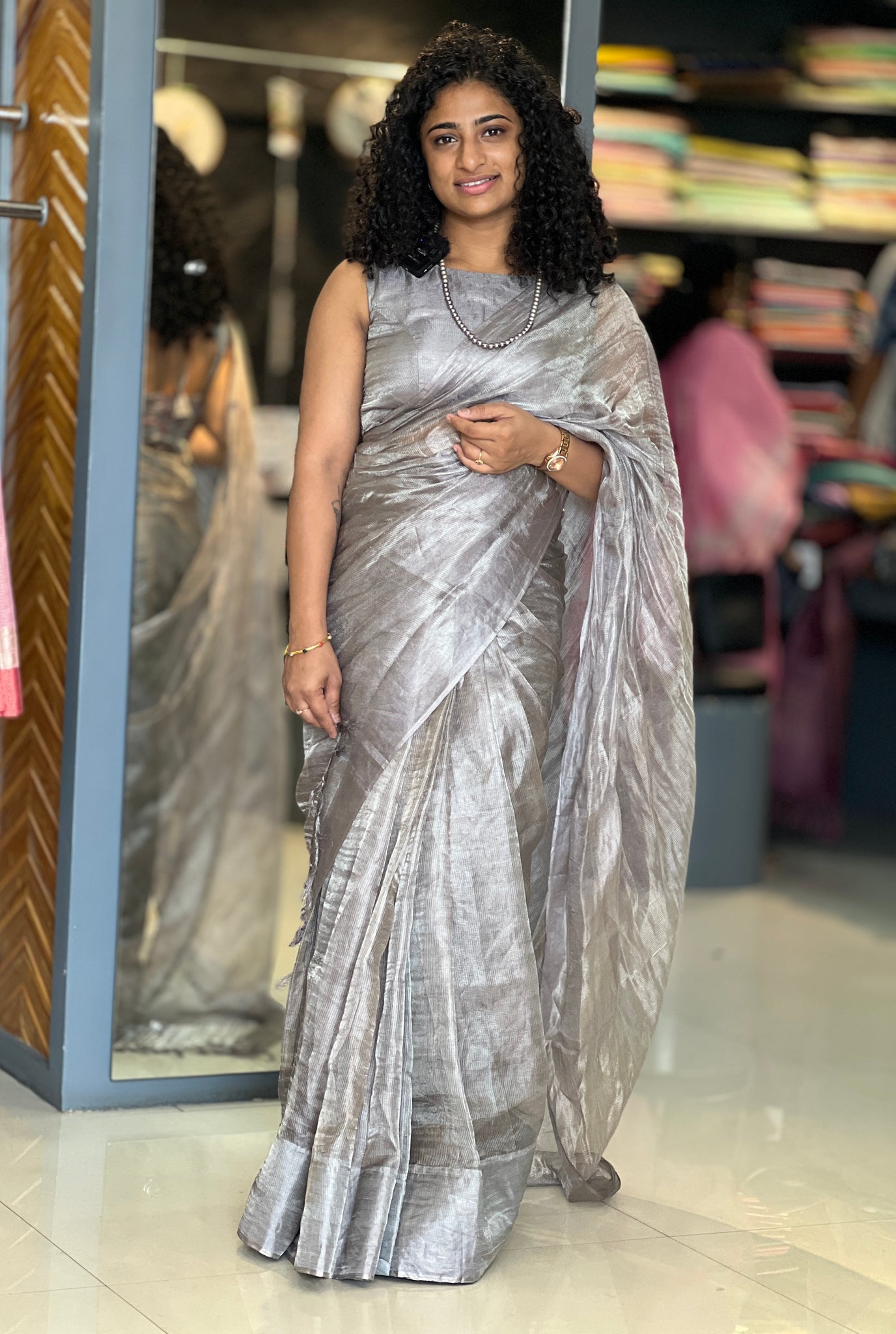 Silver Pure Tissue Saree Indian Wedding Silk Sarees Sari Blouse for Women  Wear Handloom Fabric Saree USA - Etsy