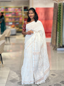Copper Zeri Weaving Bhagalpuri Linen Saree | RP720