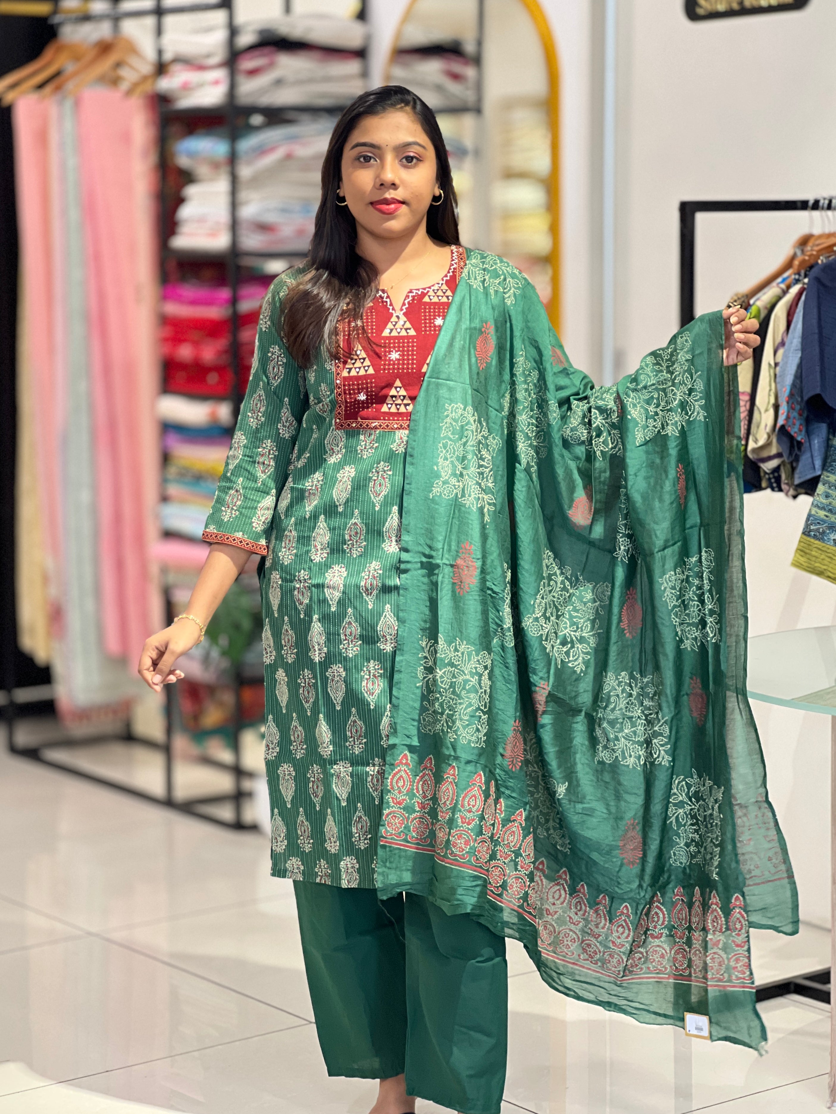 Block Printed Cotton Kurta Set  | KKR117
