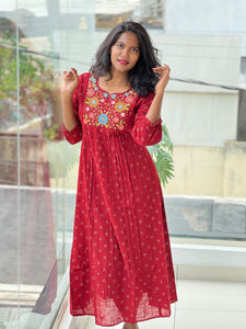 Machine Embroidery Detailed Cotton Kurta | PGI202
