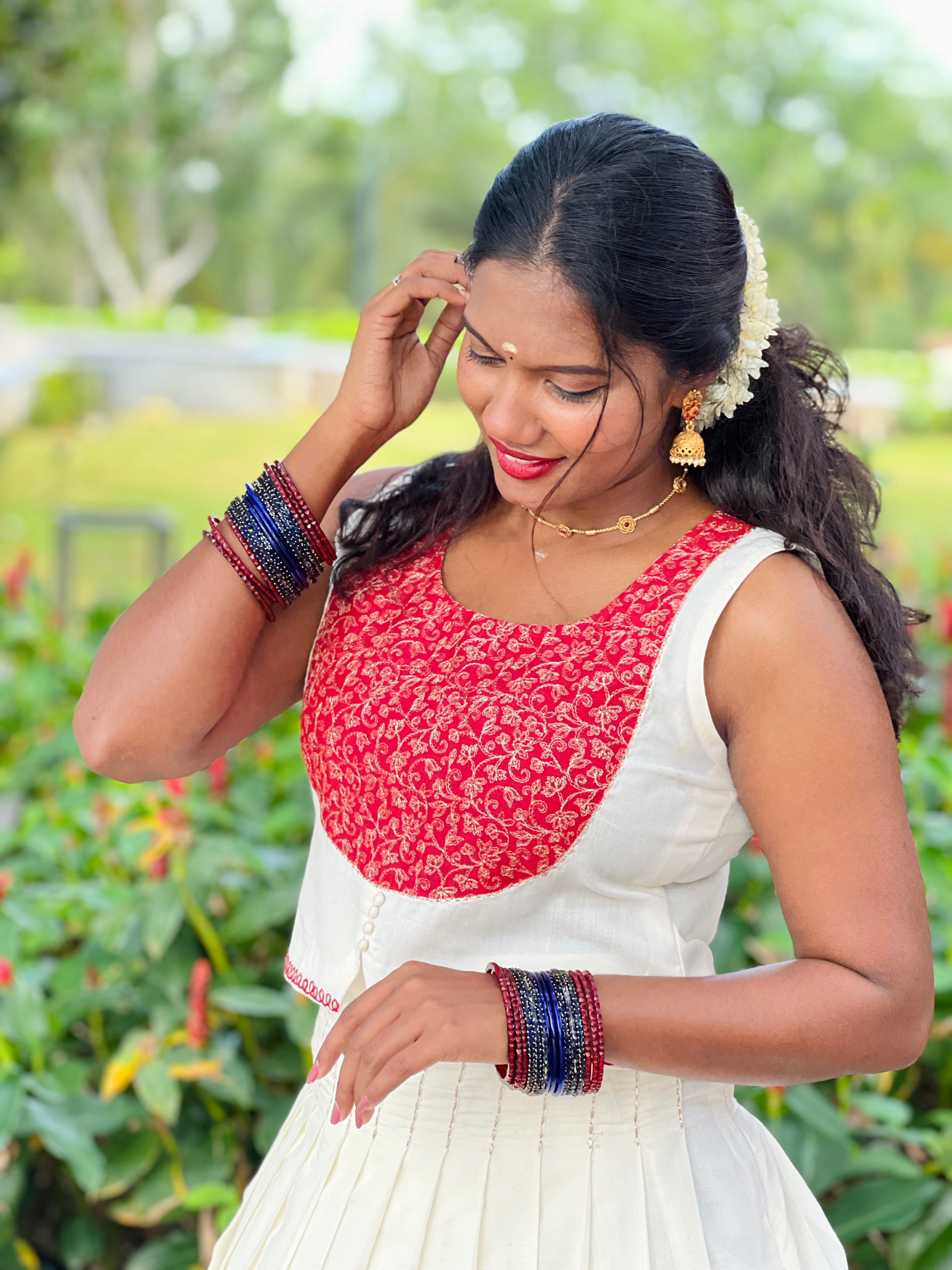 Kerala Traditional Top & Skirt ( Un Stitched ) OKM109