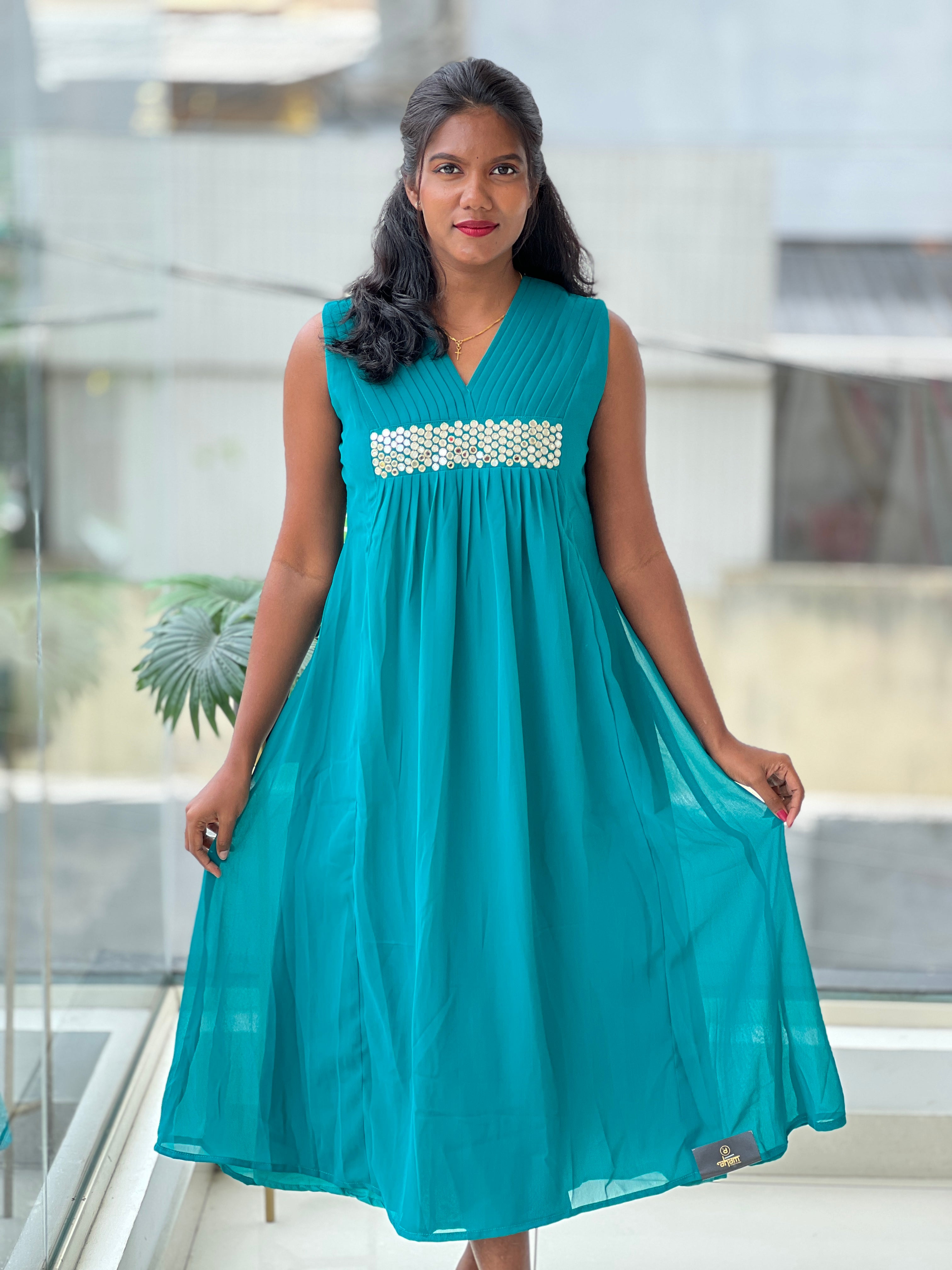 A-Line Patterned Georgette Kurta | NAI119