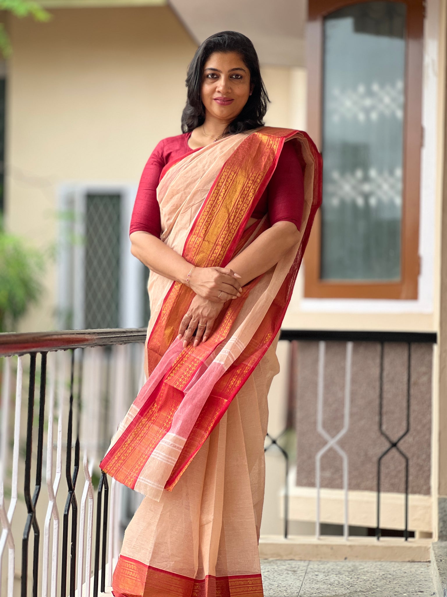 Buy POTHYS Women's Tussar Silk Saree (PDS466, Sandal & Pink Colour) at  Amazon.in