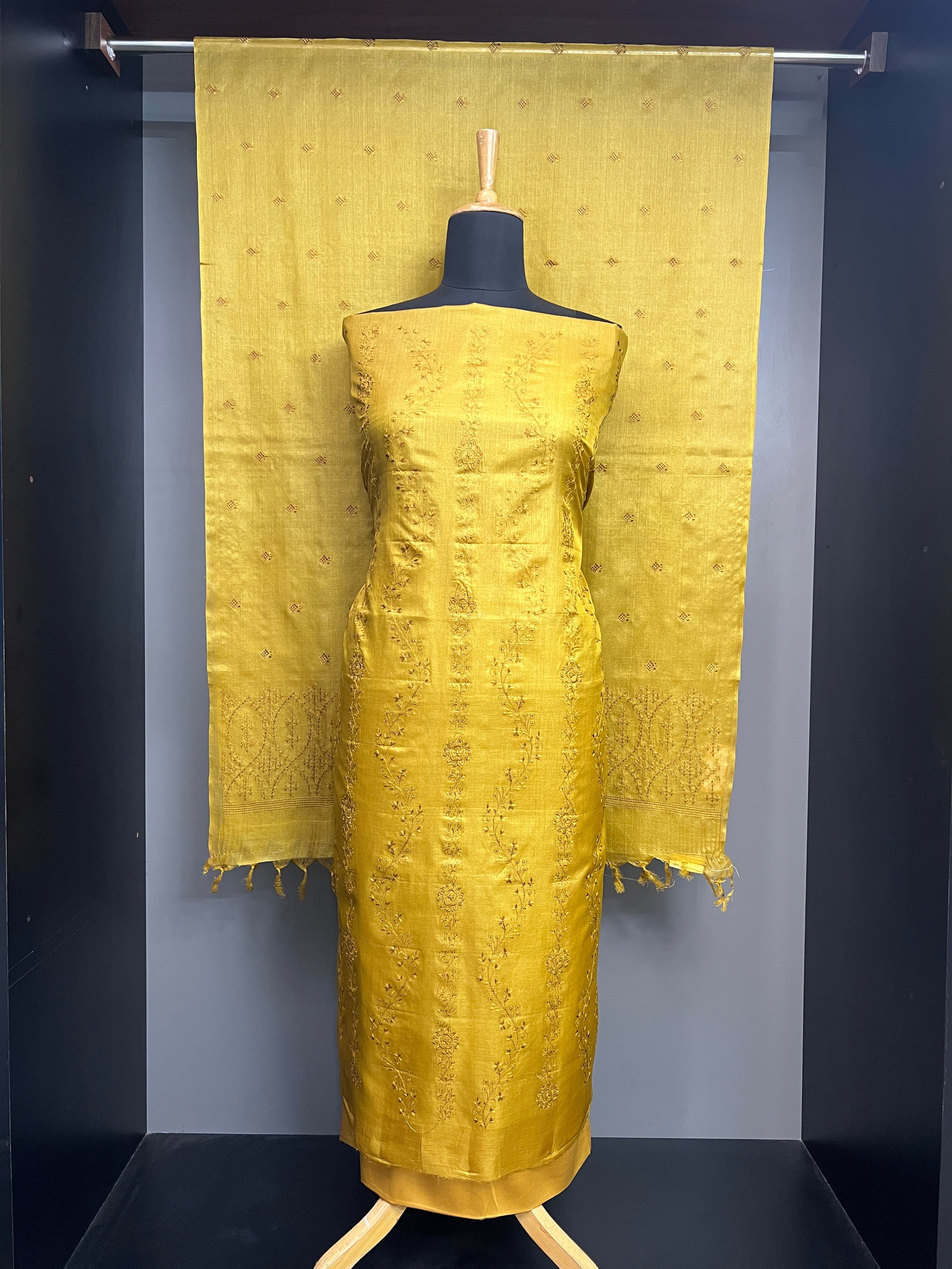 Floral Embroidery Detailed Tussar Salwar Set | YNG1208