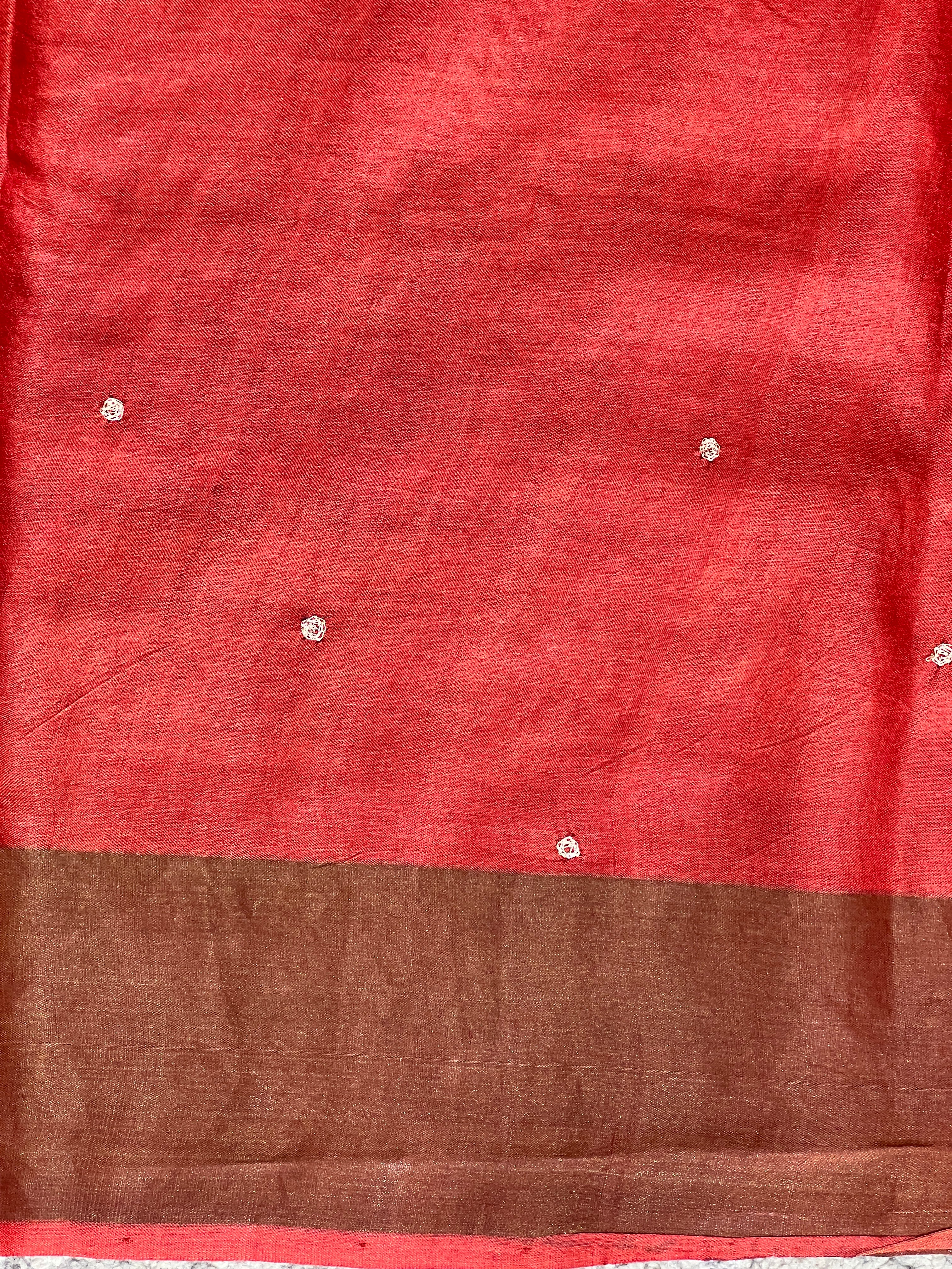 Leaf Printed Pure Tussar Saree | NLM251
