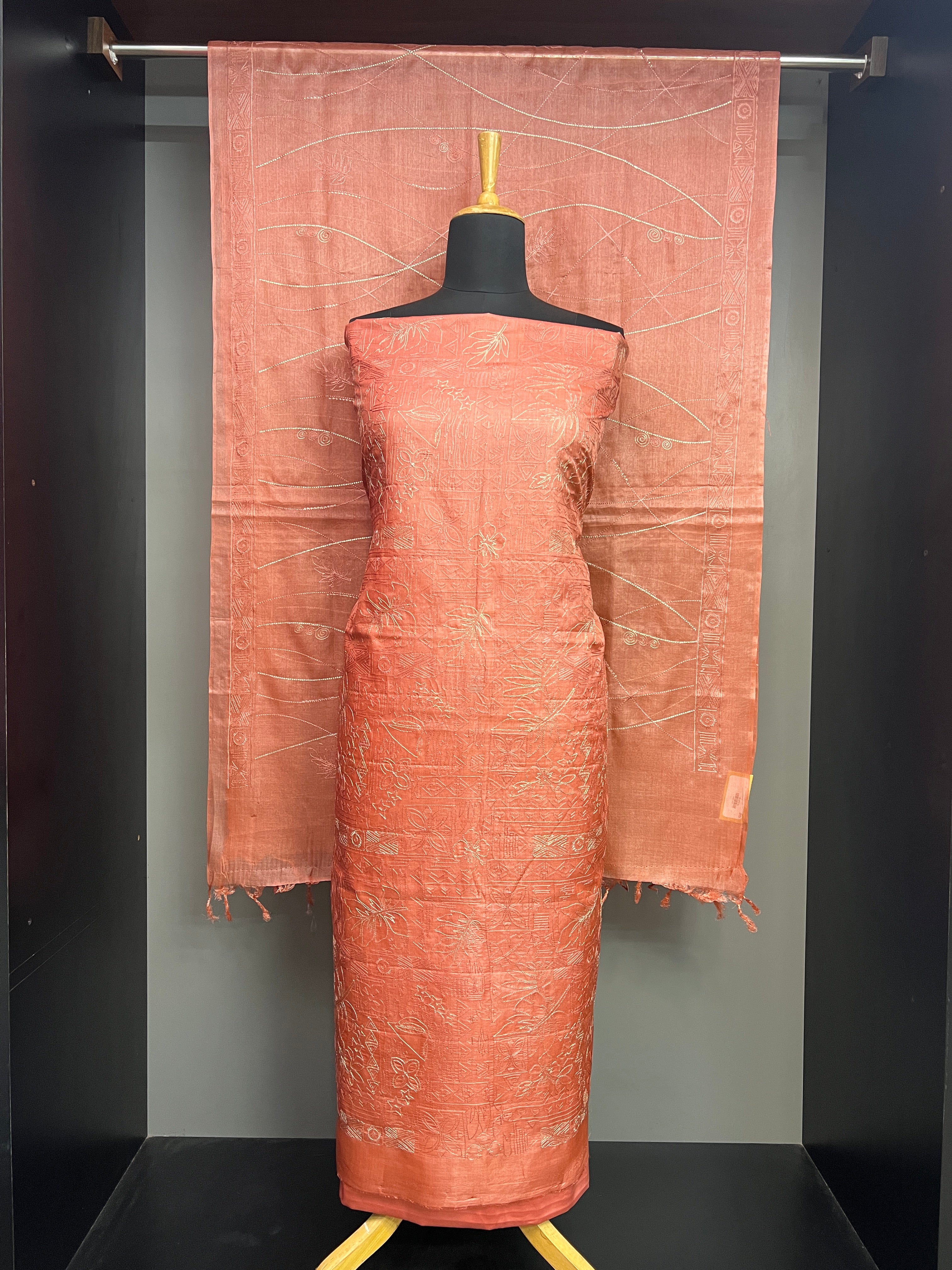 Computerized Embroidery Detailed Pure Tussar Salwar Set | YNG1207