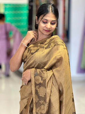 Cut Work With Floral Embroidery Detailed  Semi Tussar Saree | SUN310