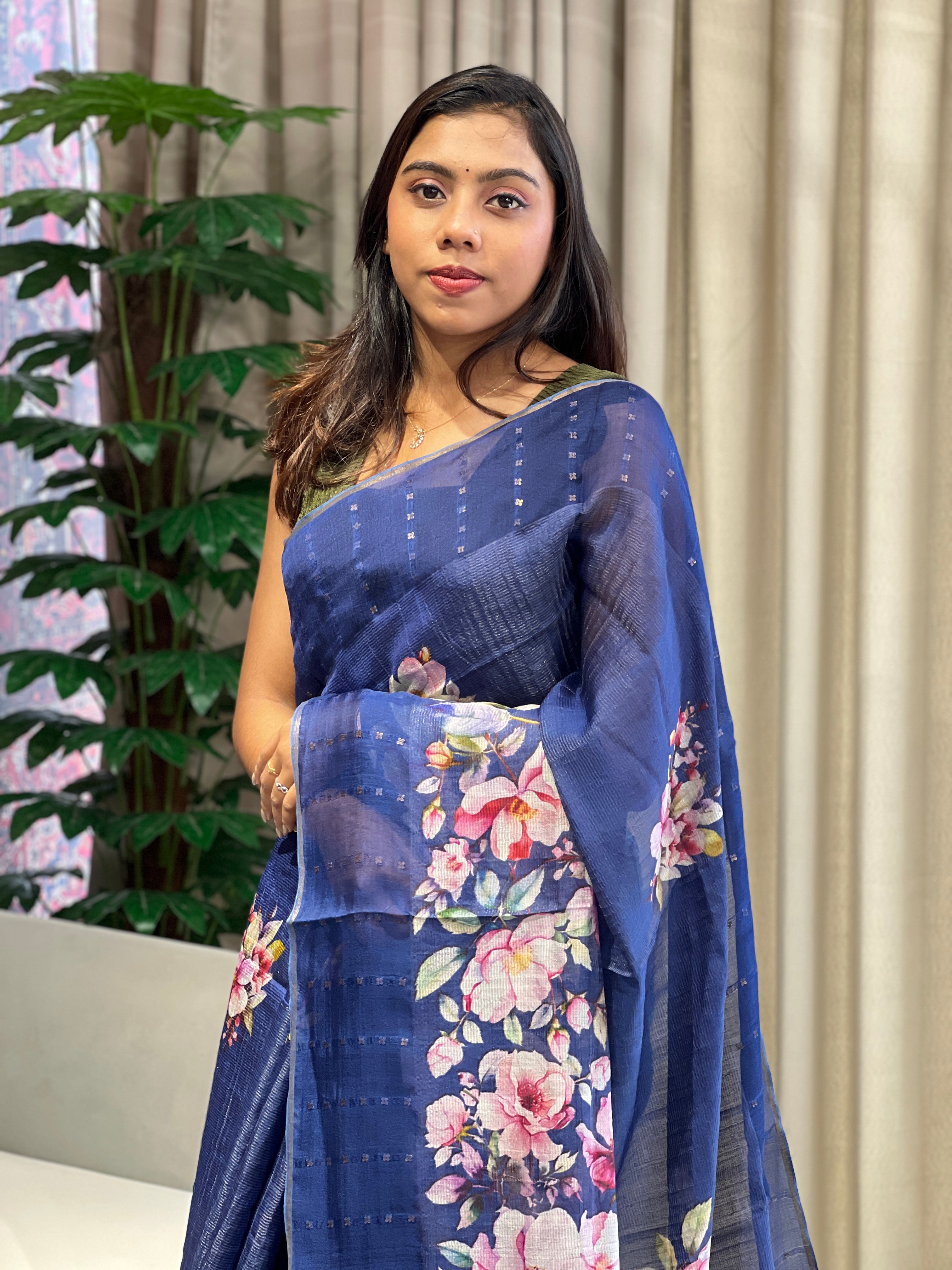 Floral Digital Printed Pure Tussar Saree | RGD778