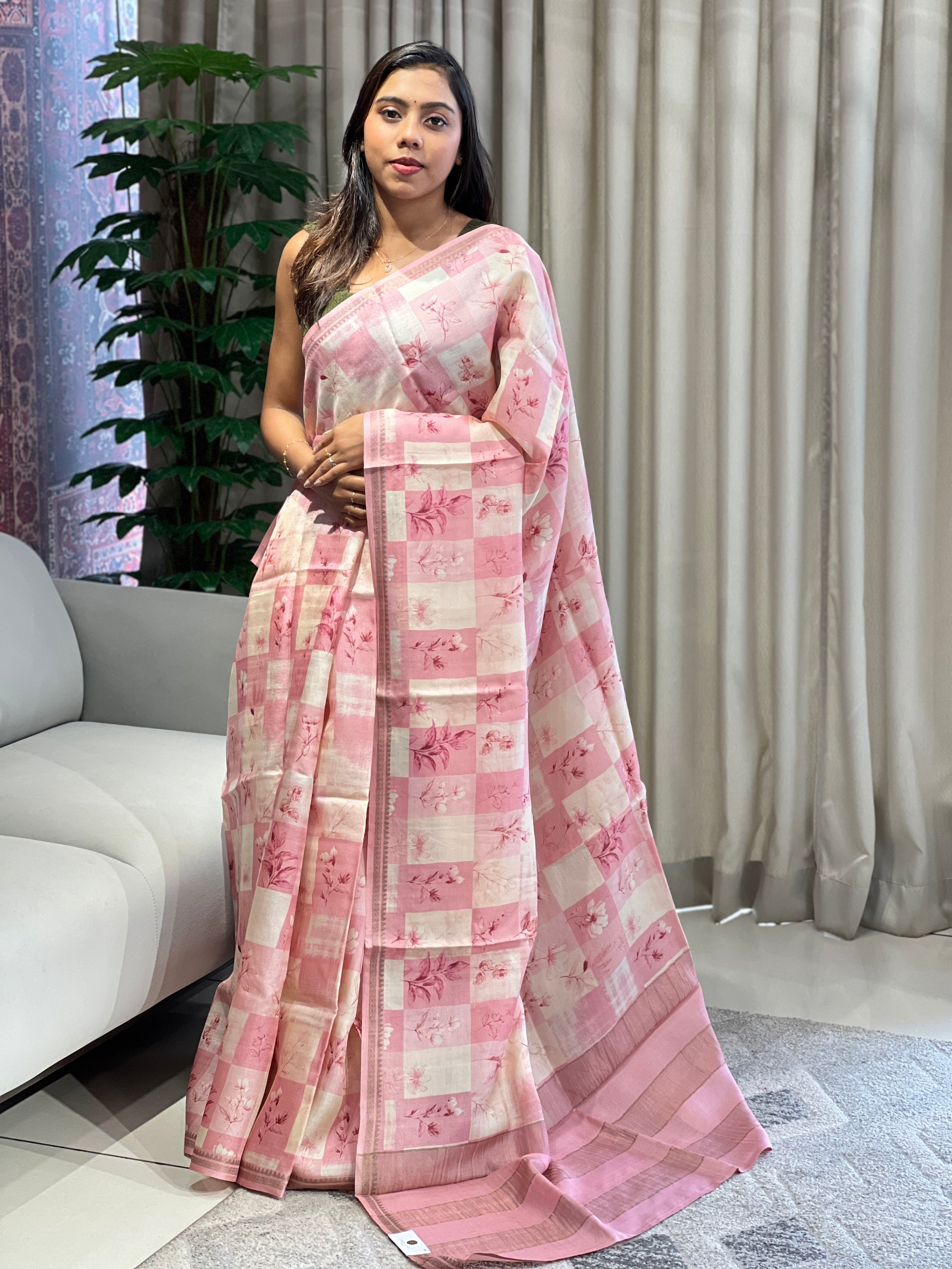 Print With Zari Detailed Tussar Organza Saree | RGD762