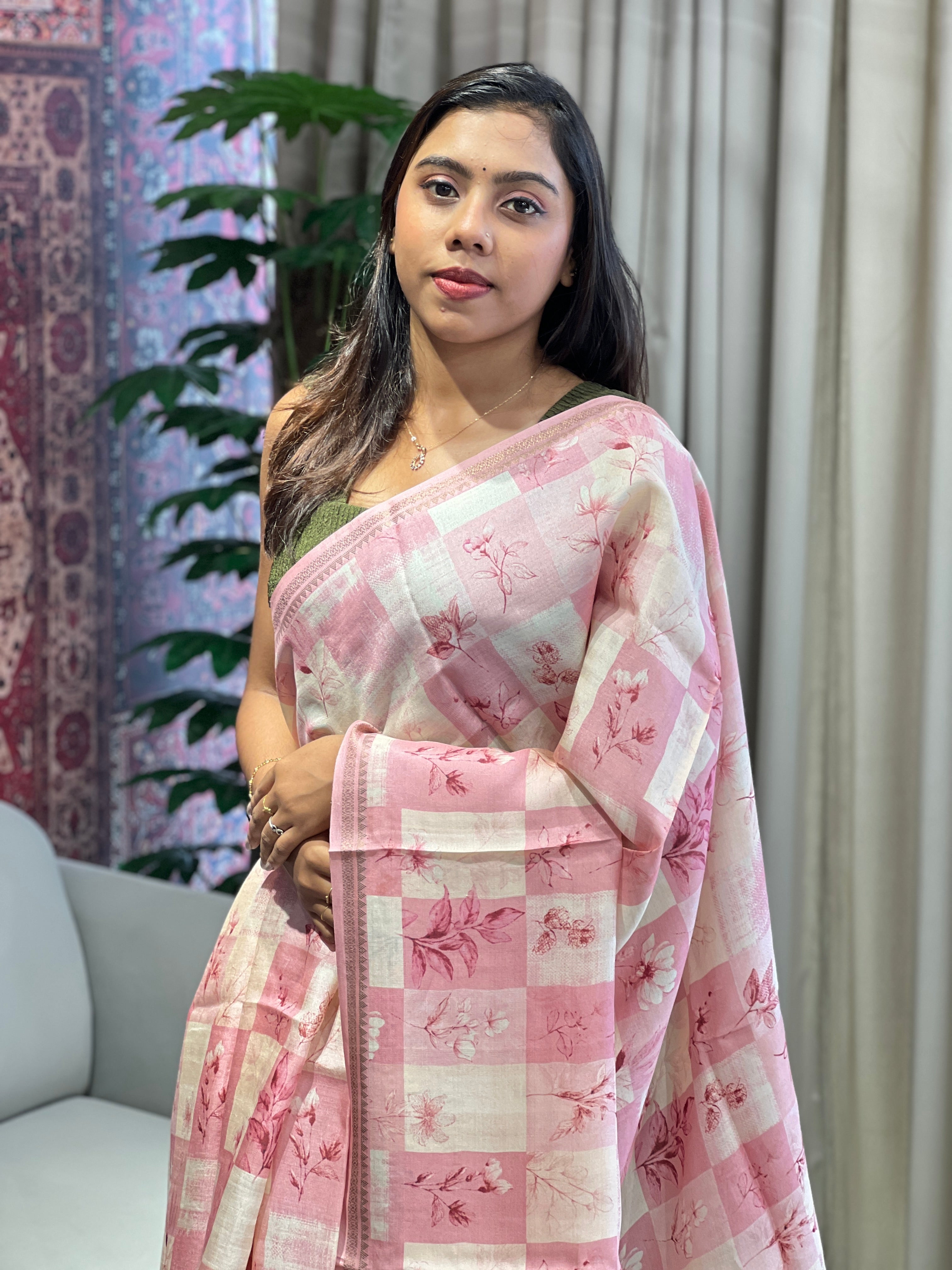 Print With Zari Detailed Tussar Organza Saree | RGD762