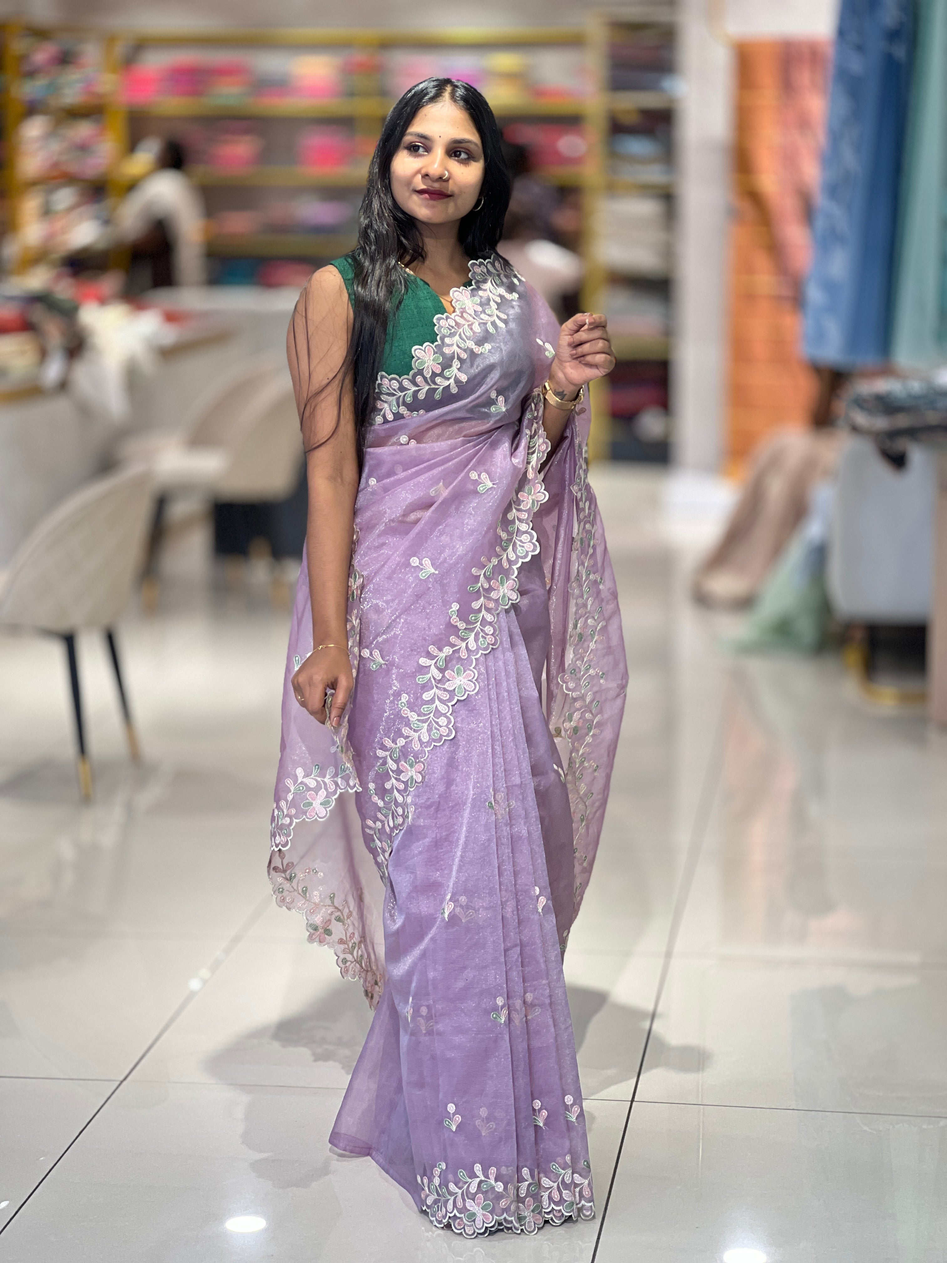 Embroidered Organza Saree | SBP547