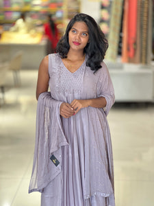 Embroidery Detailed Pure Chinon Kurta Set | BR108