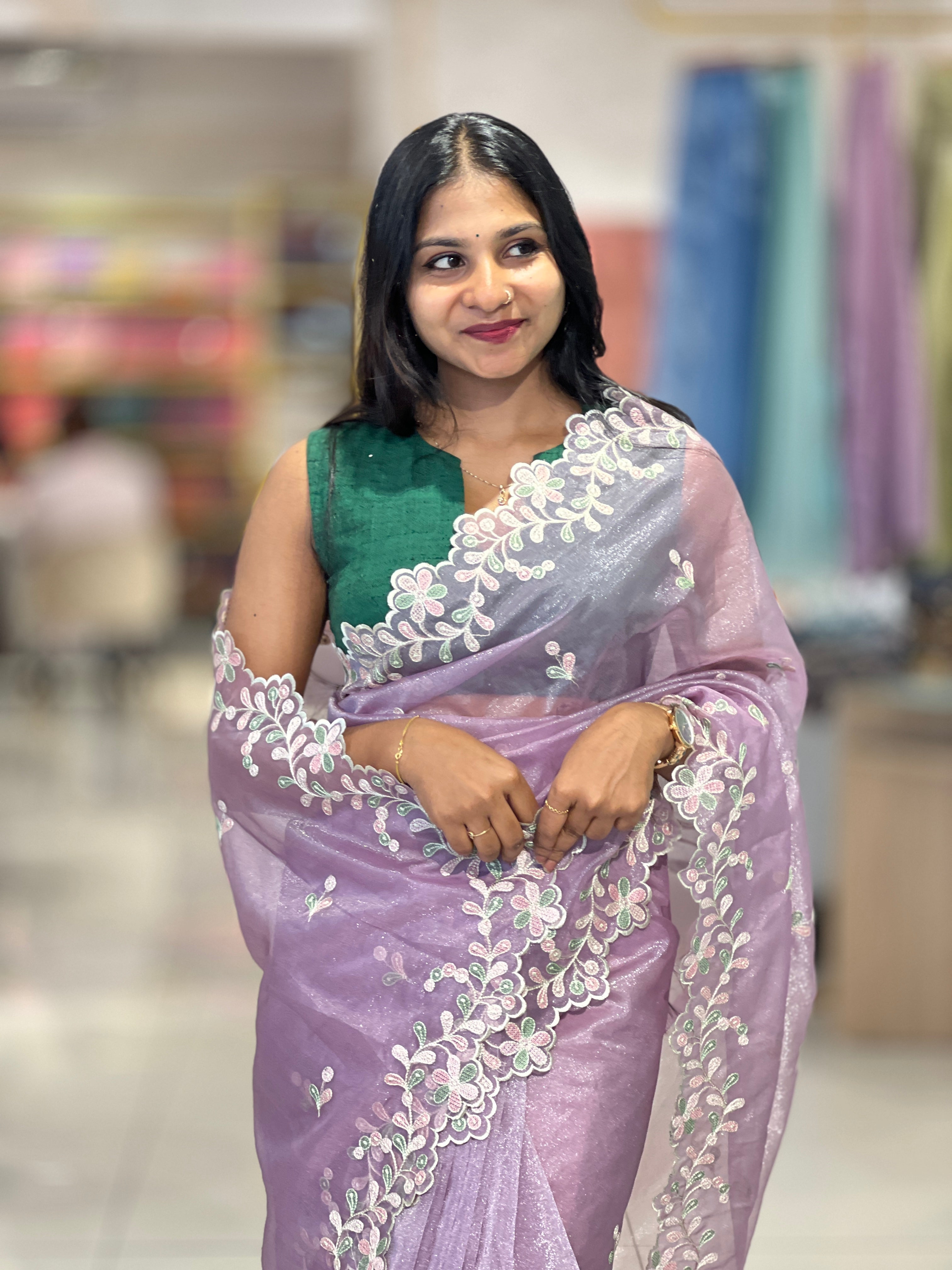 Embroidered Organza Saree | SBP547