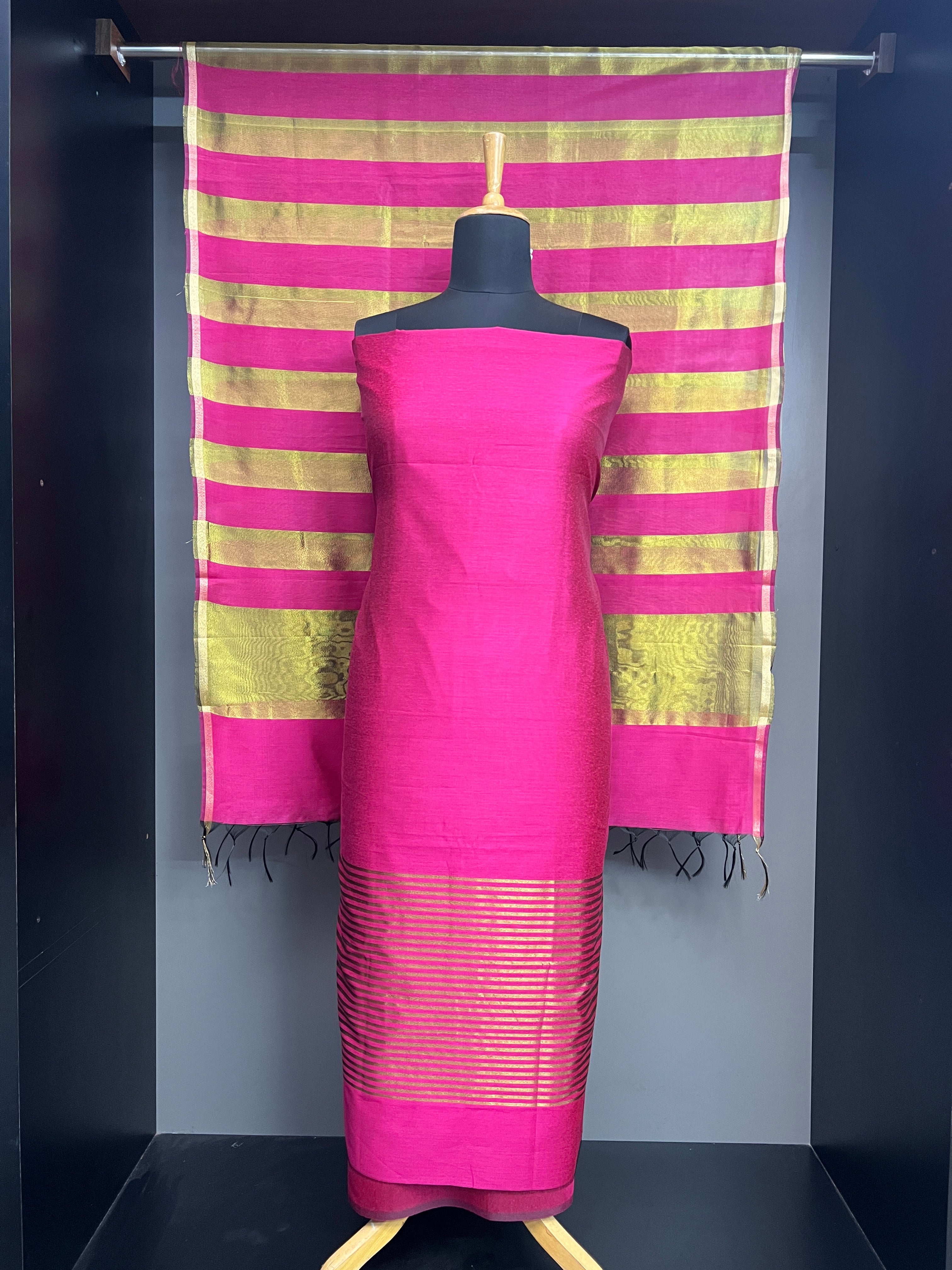 Zari Stripes Detailed Semi Silk Salwar Set | YNG1193