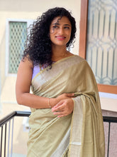 Self Stripe Weaving Pattern Linen Saree | SK283