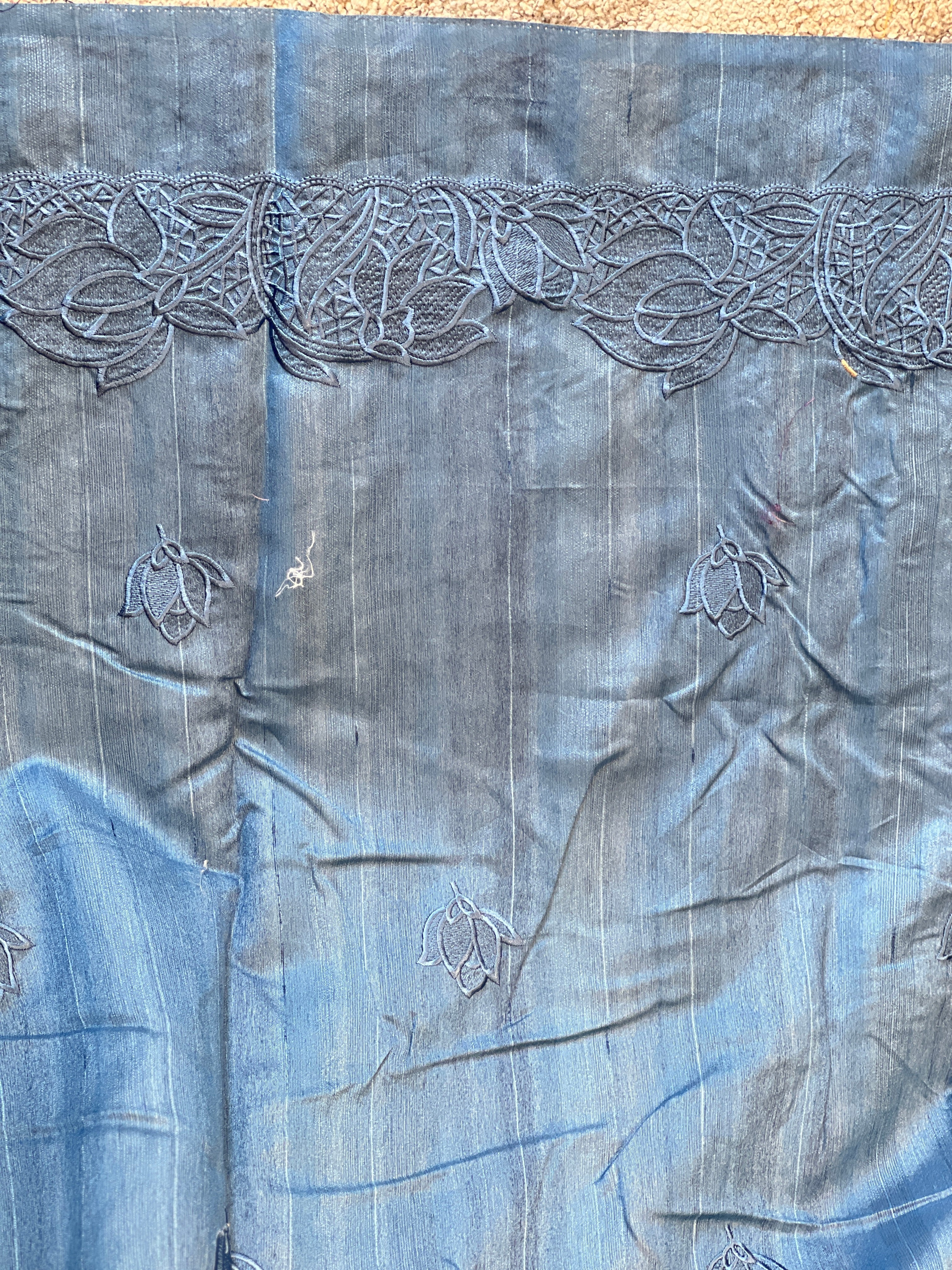 Cut Work With Floral Embroidered Semi Tussar Saree | SUN363