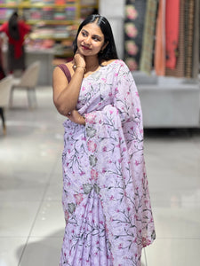 Floral Print With Tepchi Embroidery Detailed Kota Saree | PNS281
