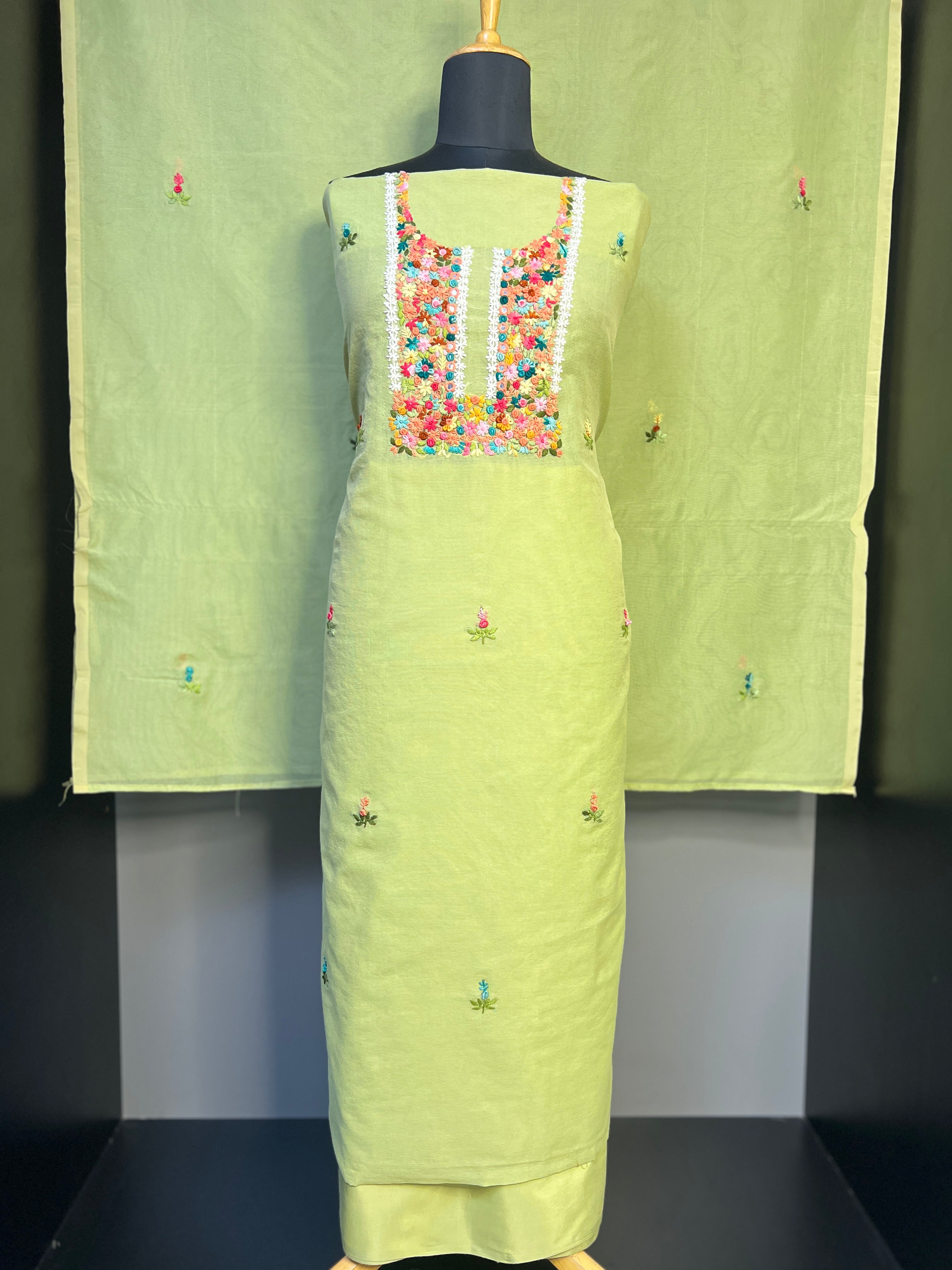 Yoke Embroidery Detailing Supernet Kota Salwar Set | SBP588