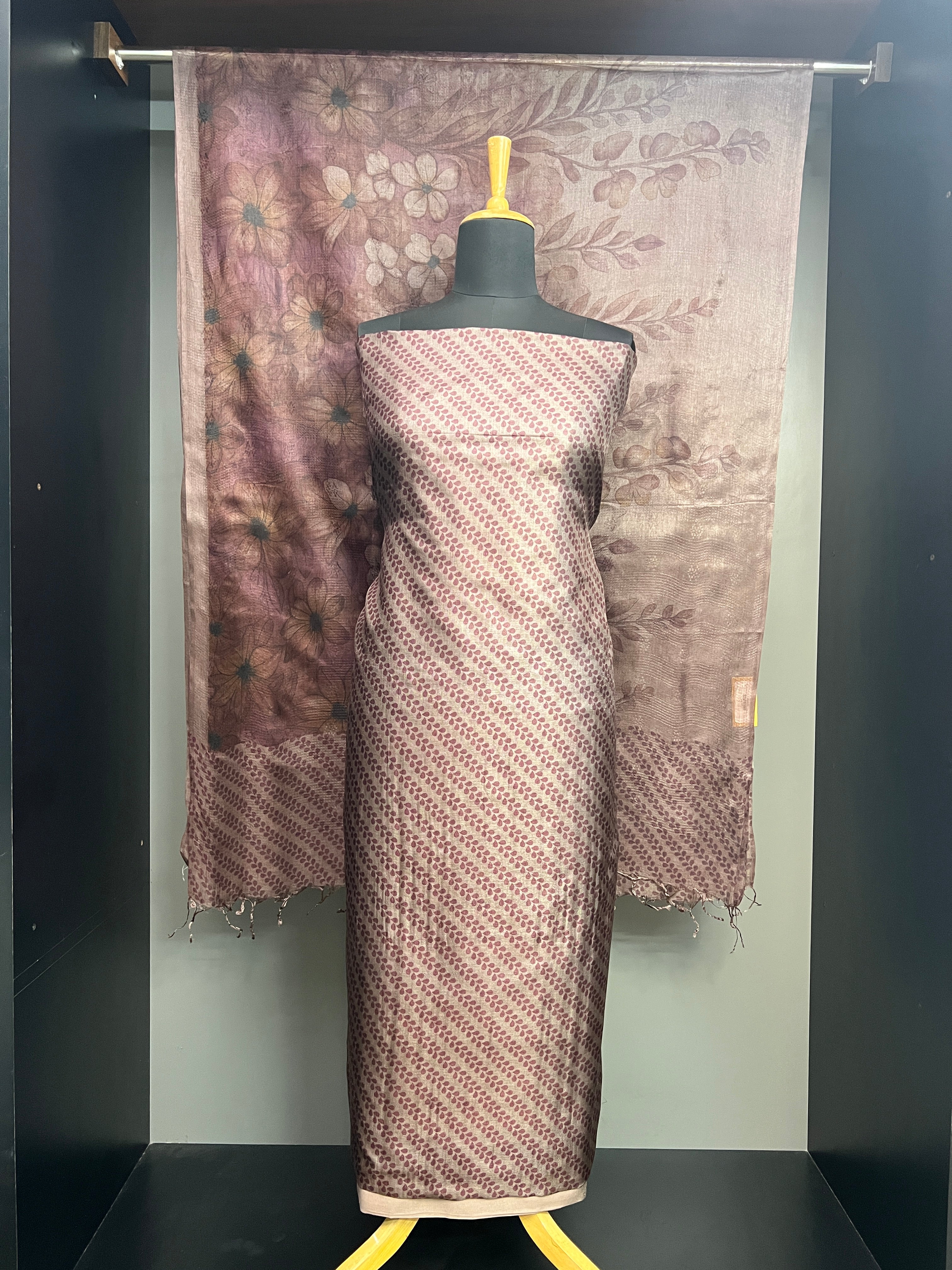 Leaf Digital Printed Tussar Salwar Set | MNH567