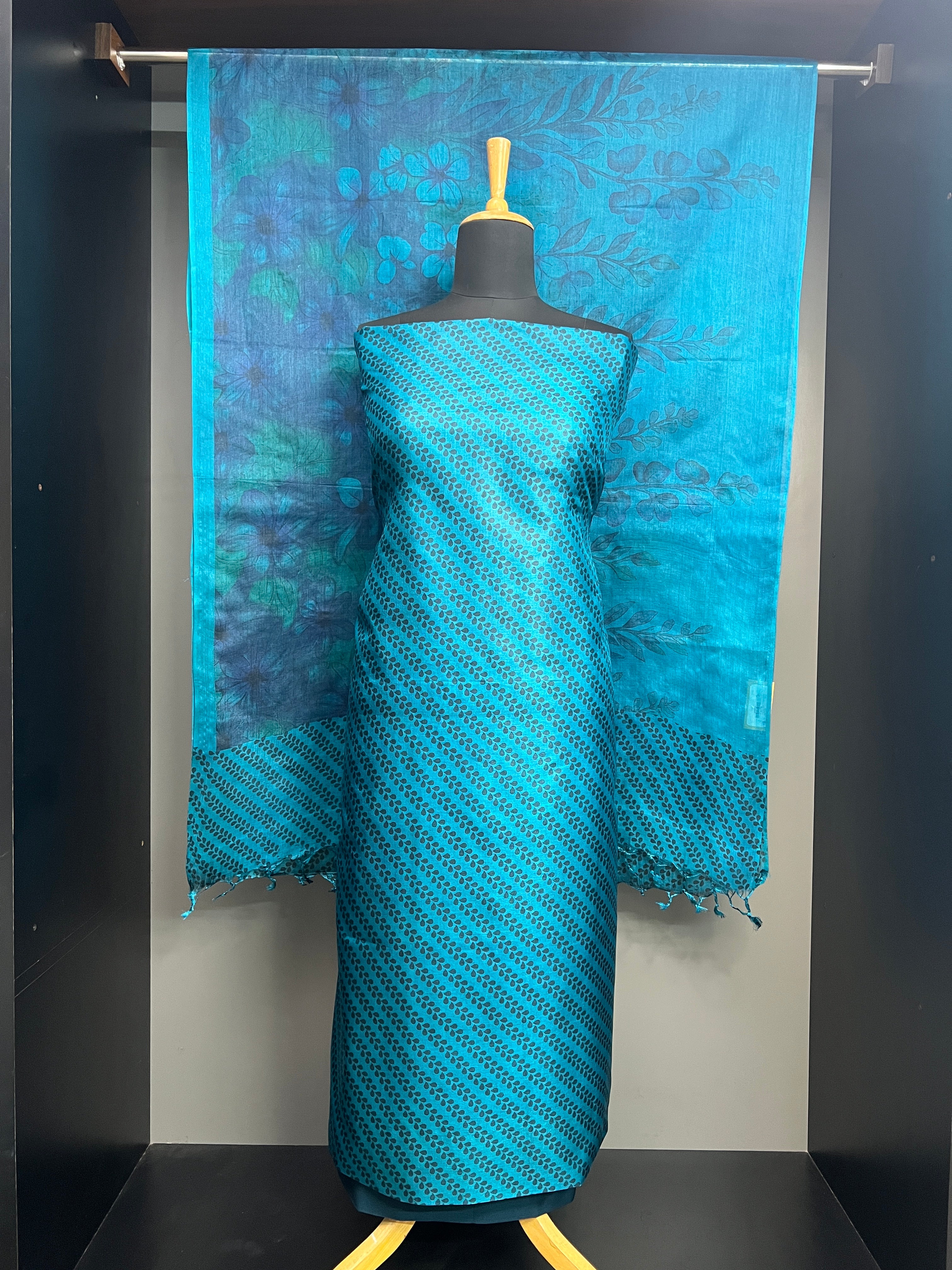 Leaf Digital Printed Tussar Salwar Set | MNH566