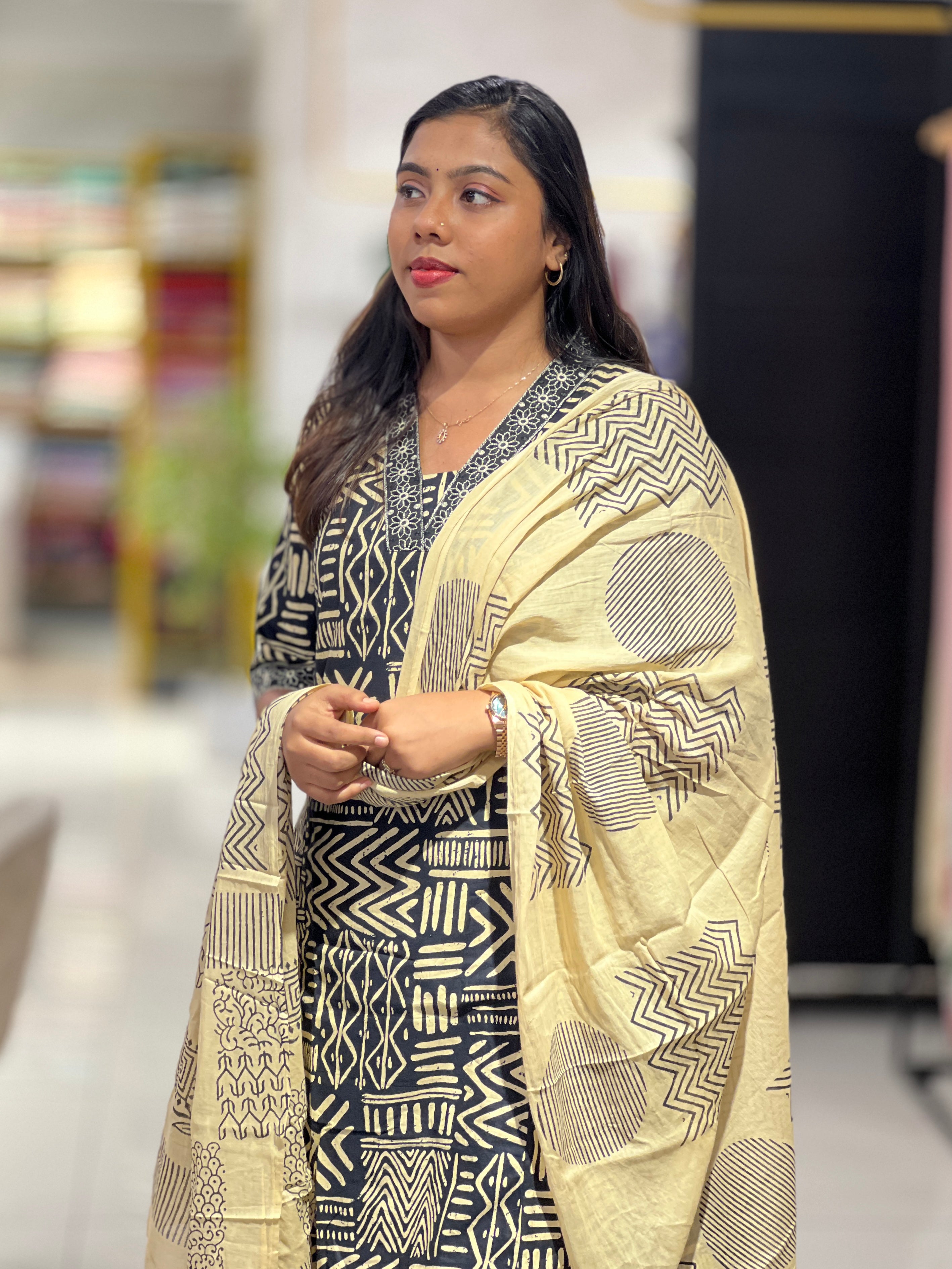 Geometric Printed Cotton Kurta Set | KKR108