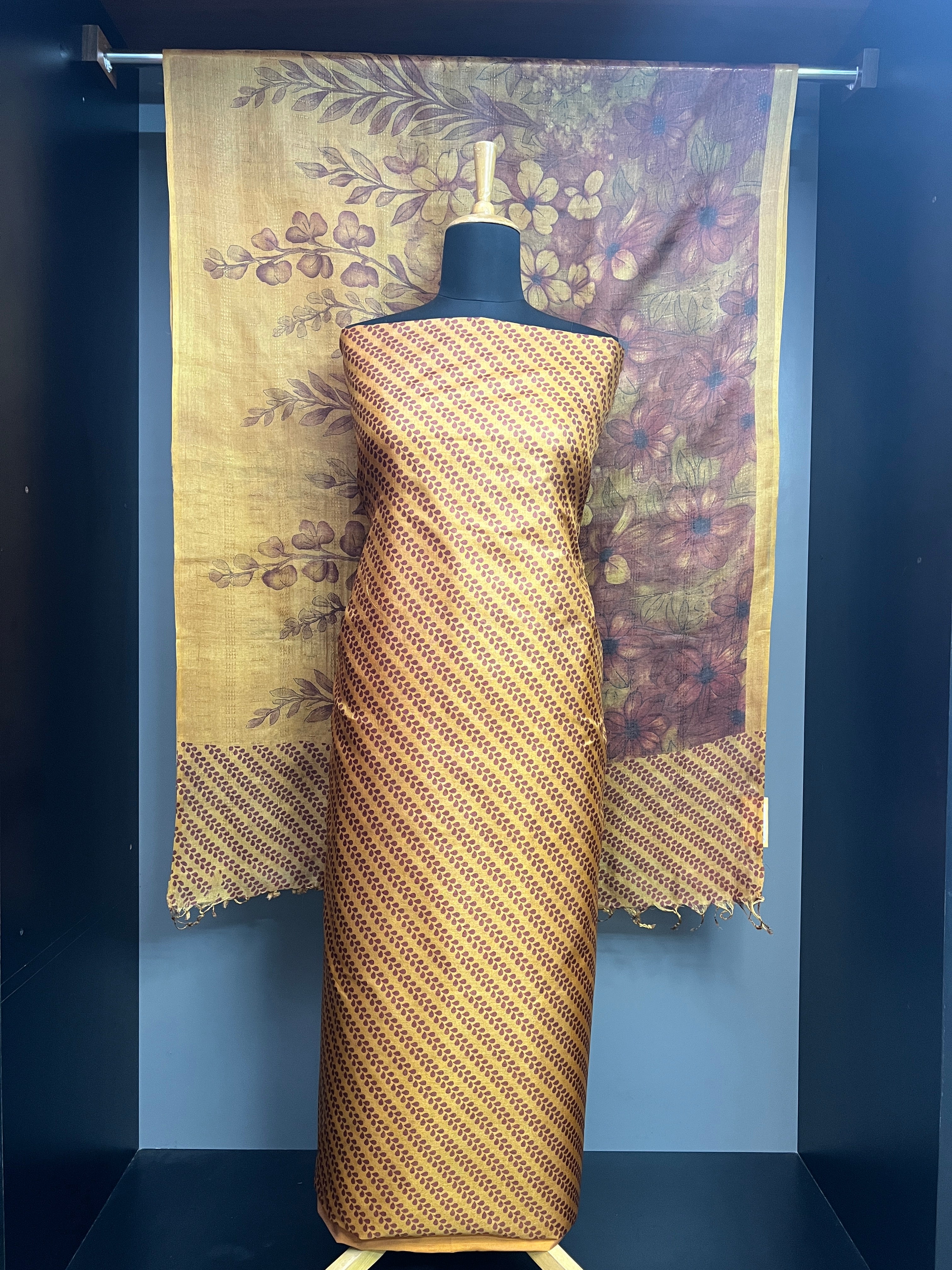 Leaf Digital Printed Tussar Salwar Set | MNH564