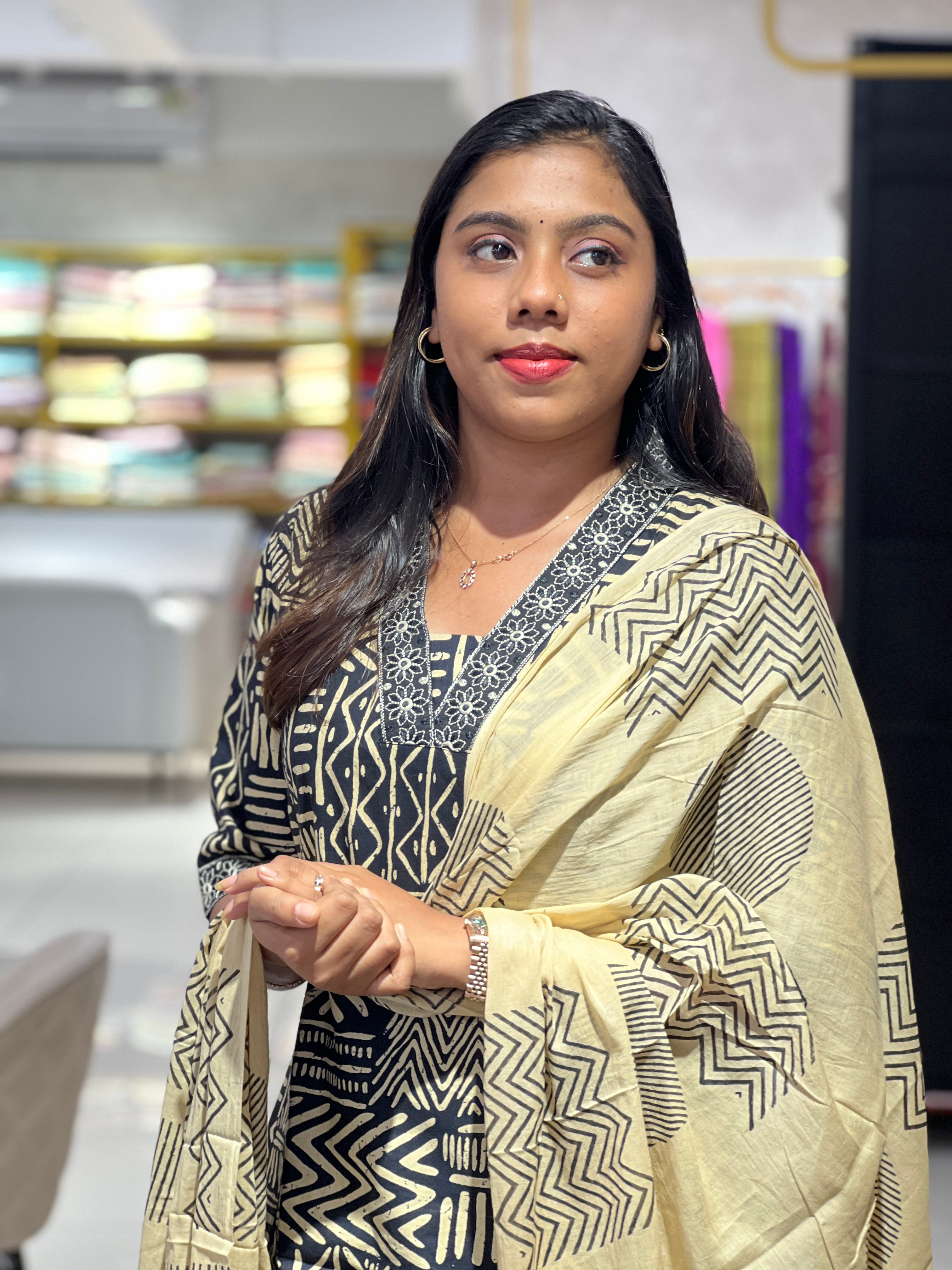 Geometric Printed Cotton Kurta Set | KKR108