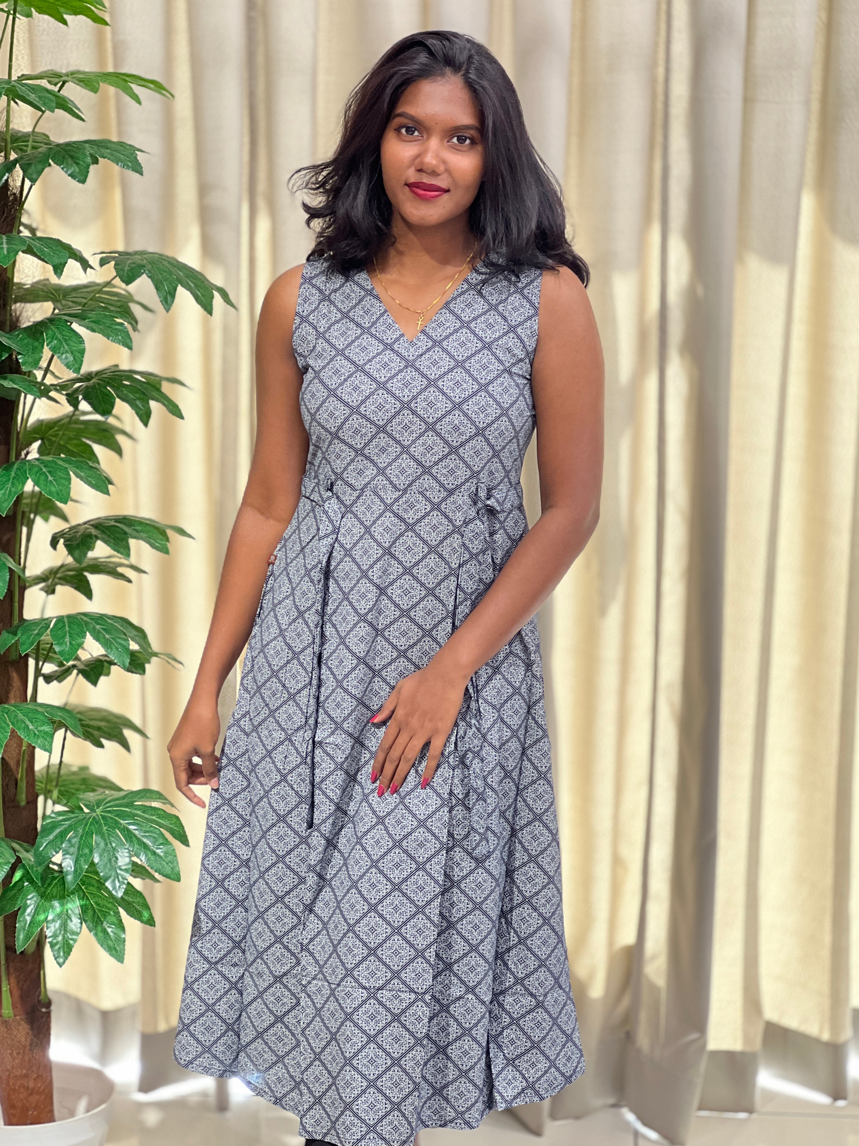 Print Detailed A-Line Cotton Kurta | VSI110