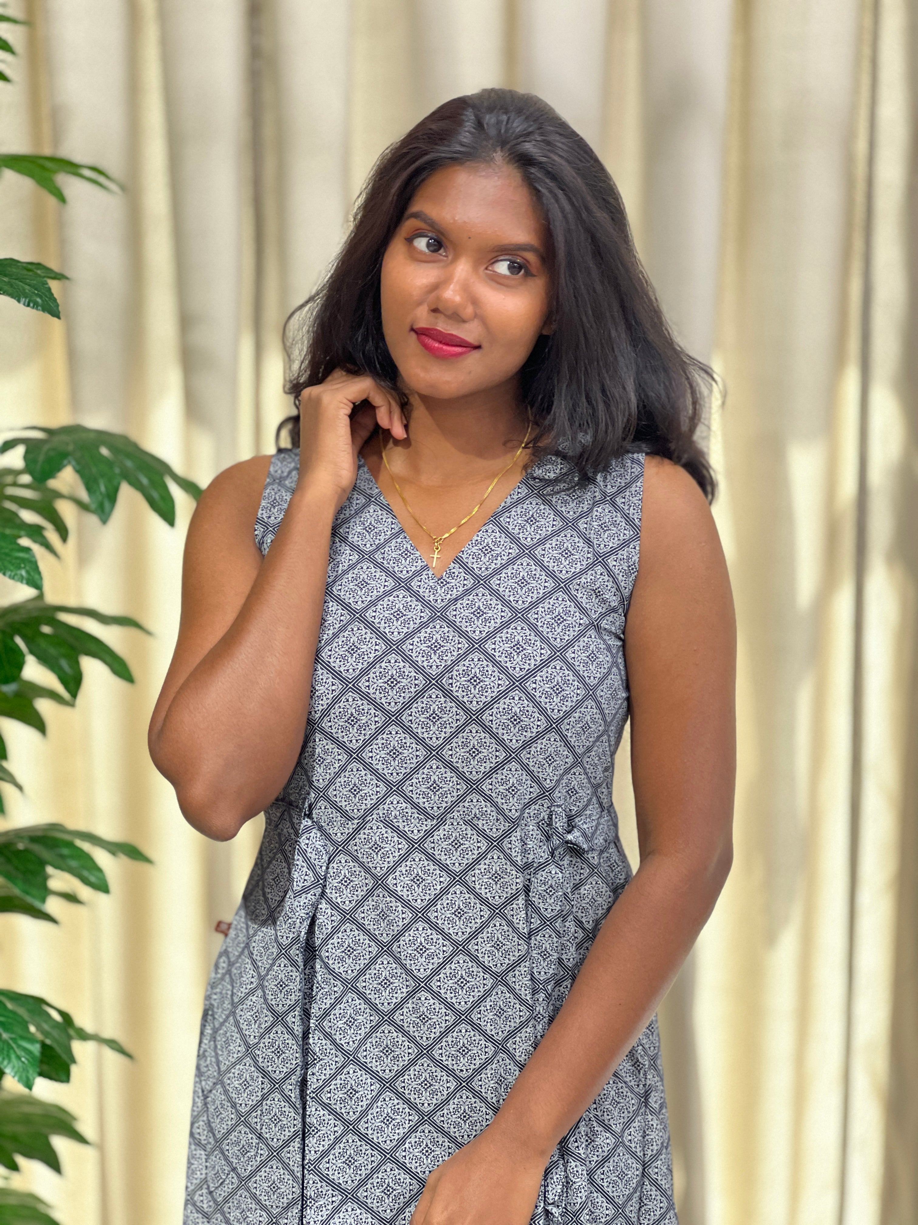 Print Detailed A-Line Cotton Kurta | VSI110