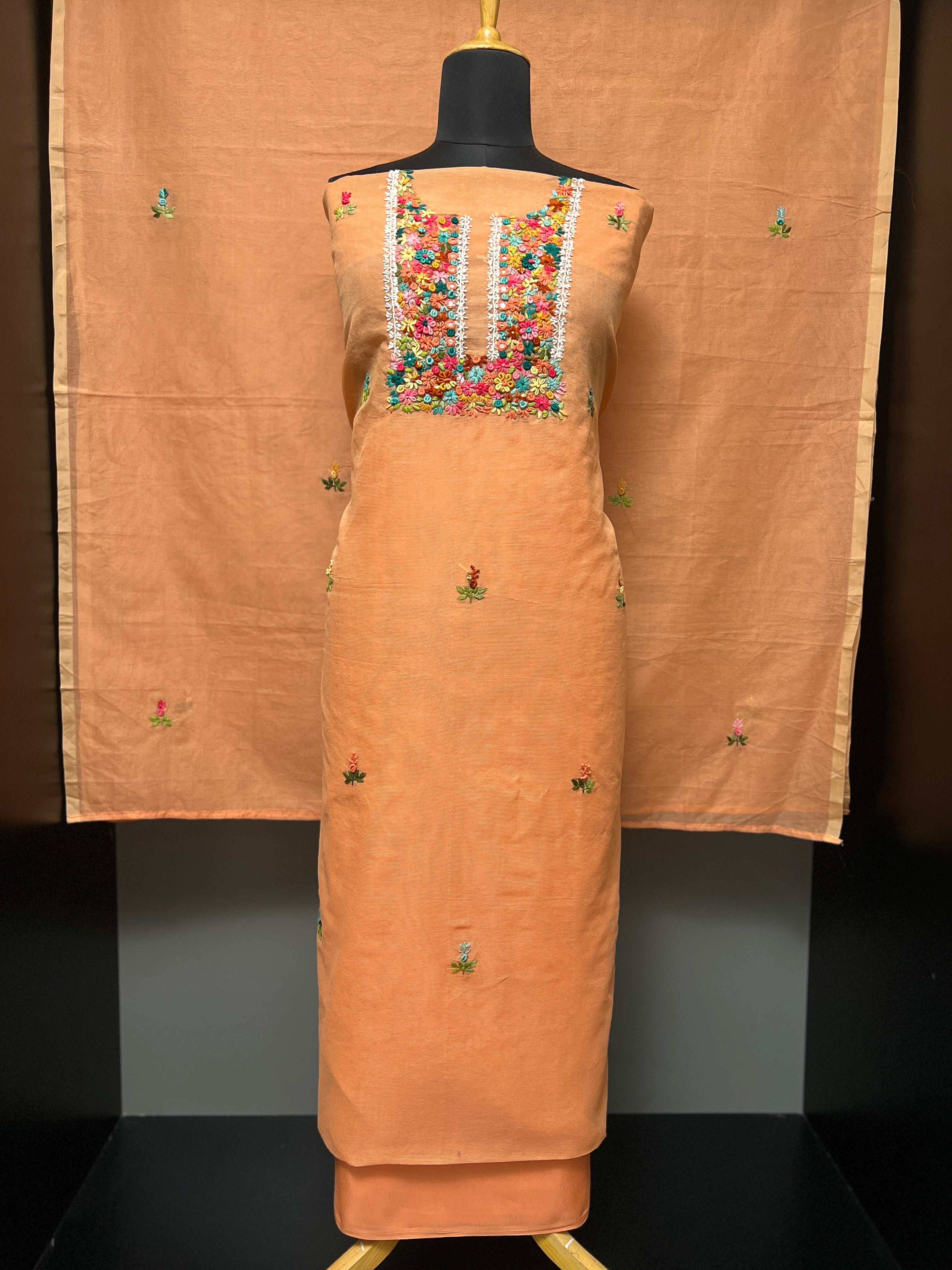 Yoke Embroidery Detailing Supernet Kota Salwar Set | SBP587