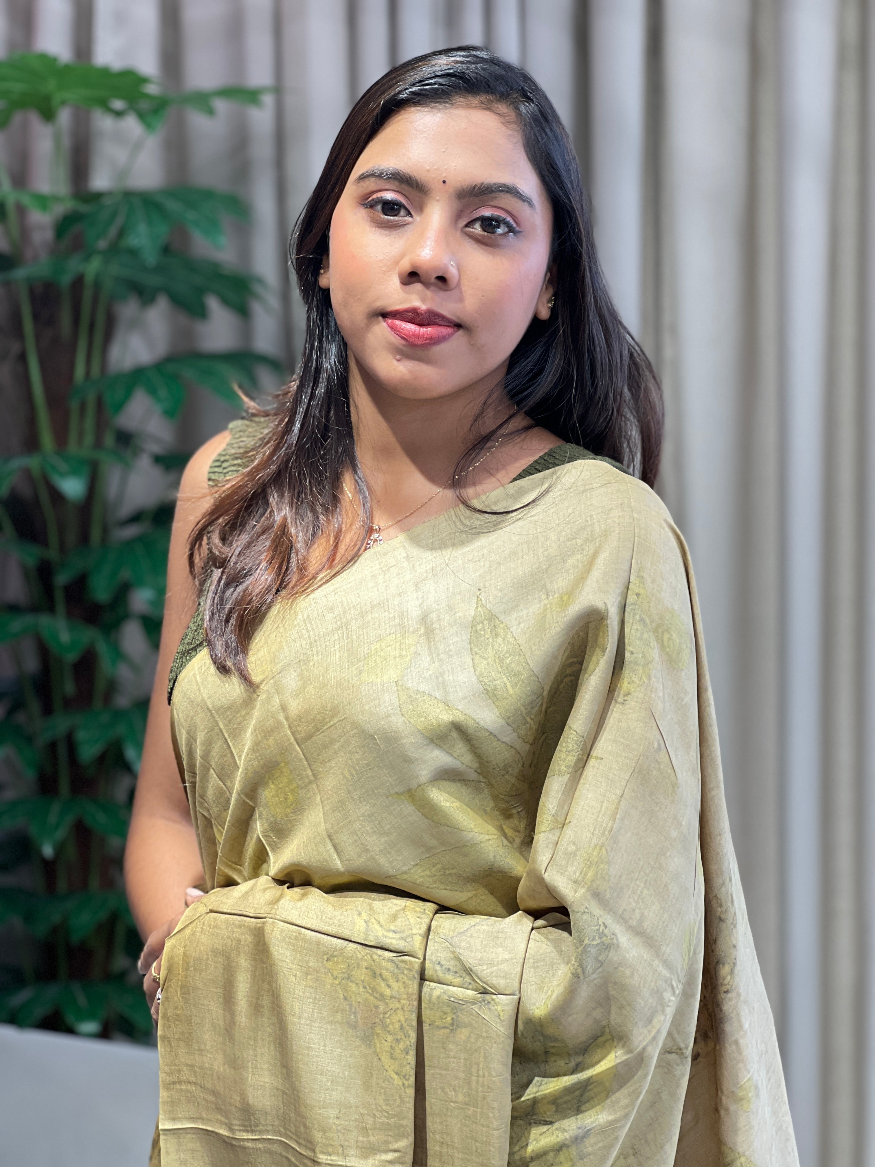 Leaf Printed Pure Tussar Saree | RGD764