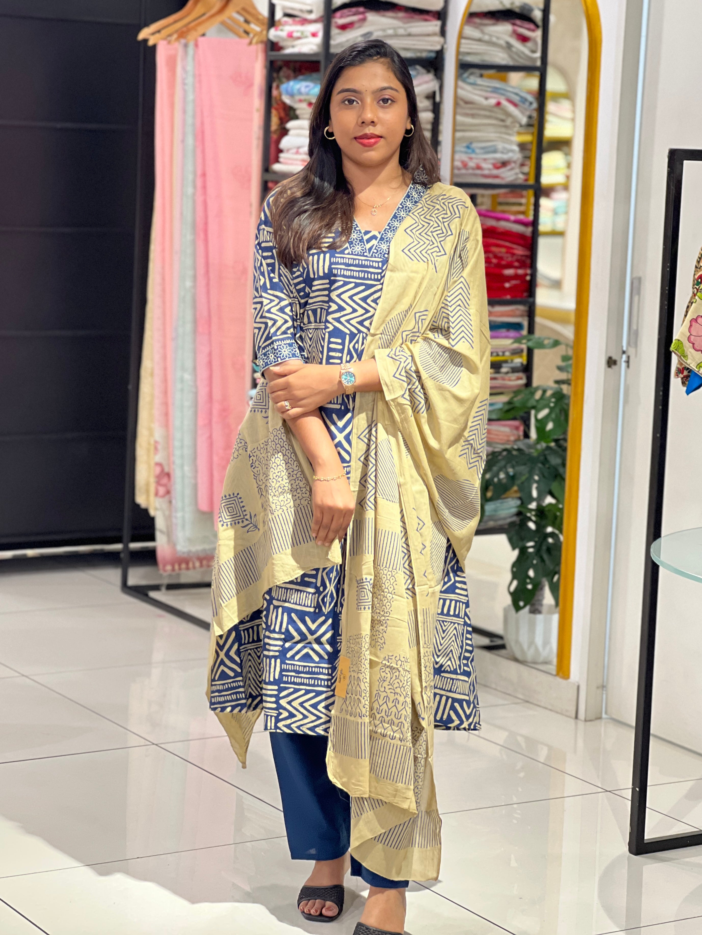 Geometric Printed Cotton Kurta Set | KKR109