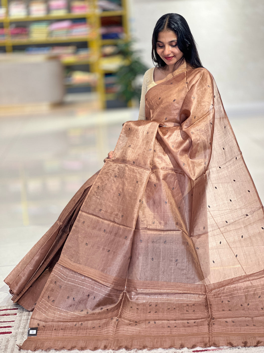 Soft Tussar Saree With Sequence Detailing | ACT1414