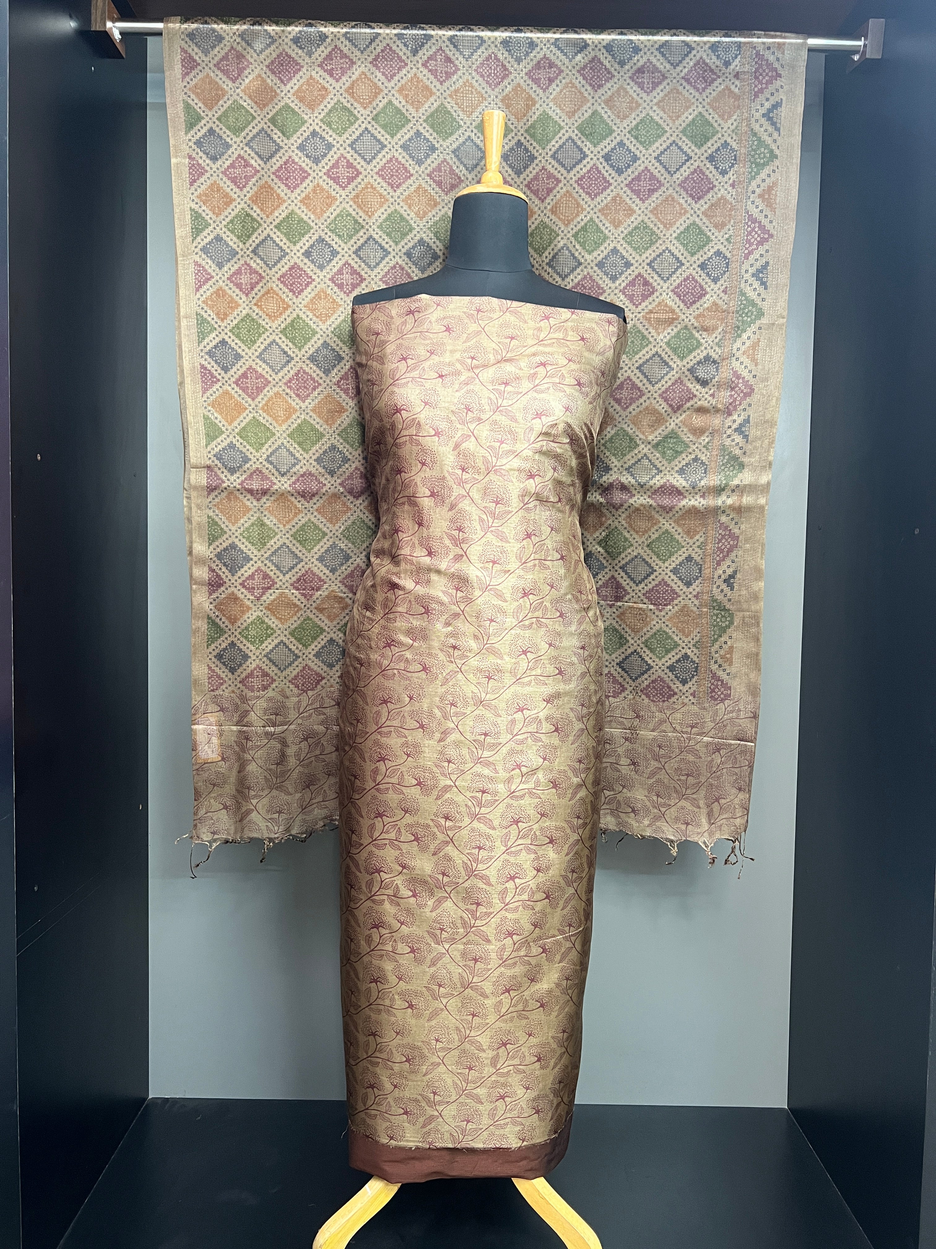 Floral Digital Printed Pure Tussar Salwar Set | MNH572