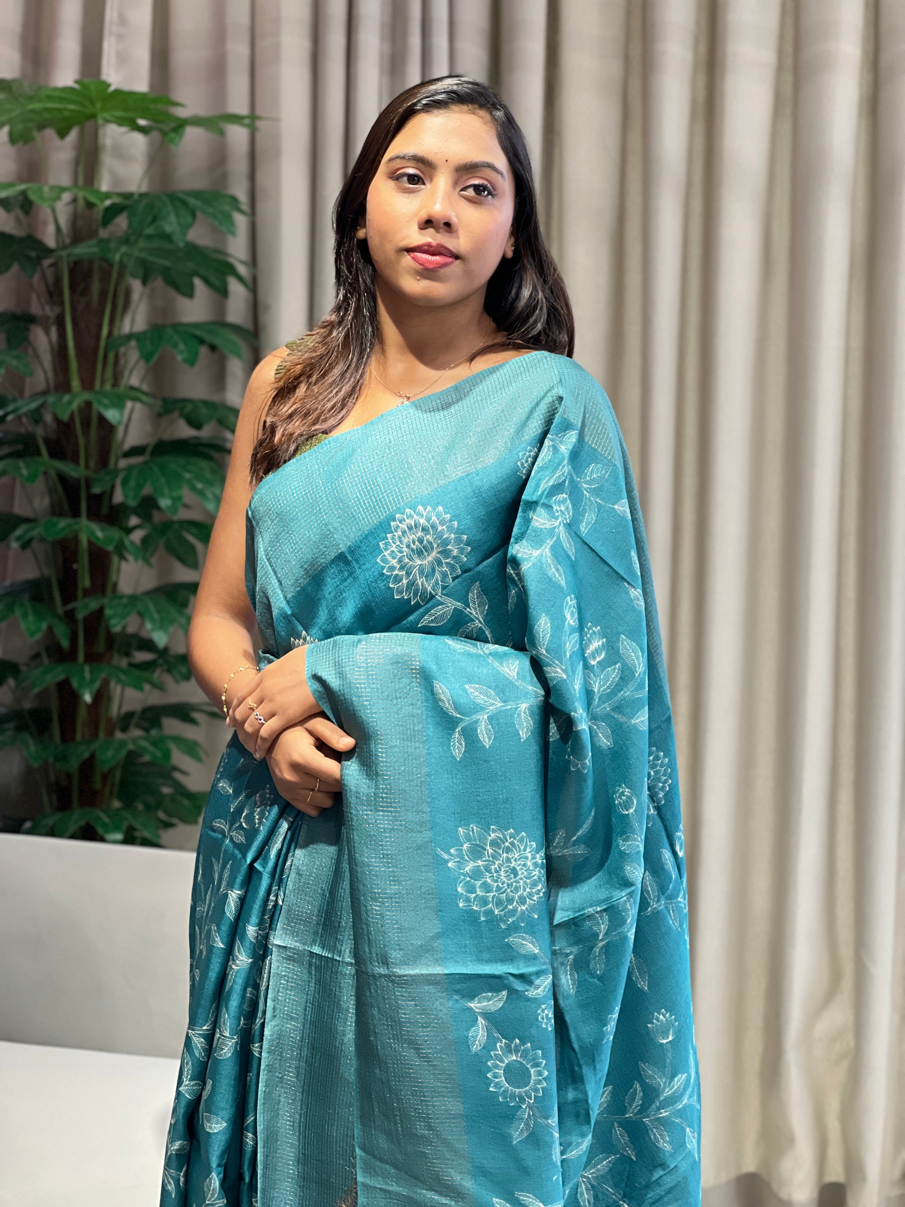 Floral Printed Pure Tussar Saree | RGD756