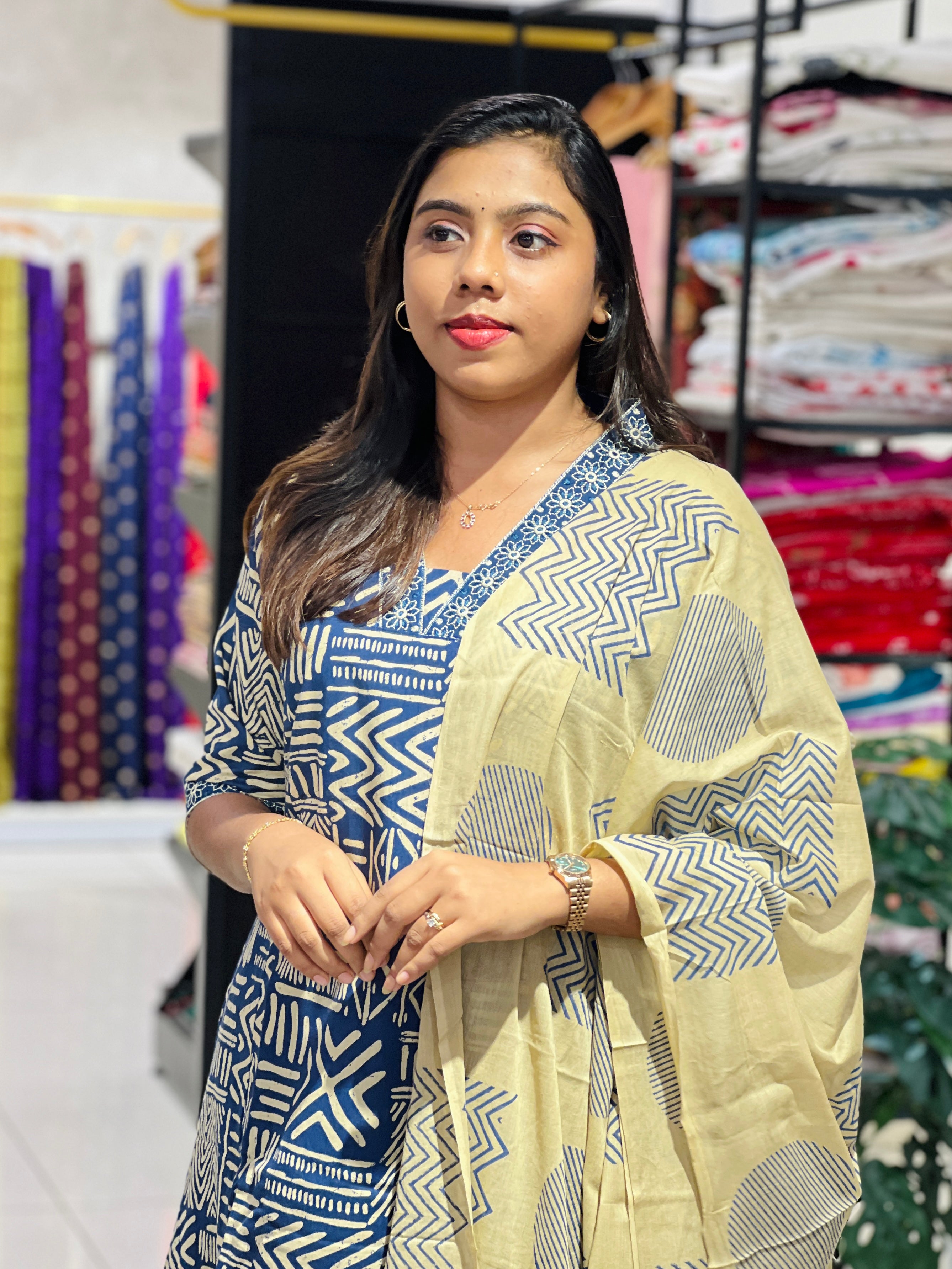 Geometric Printed Cotton Kurta Set | KKR109