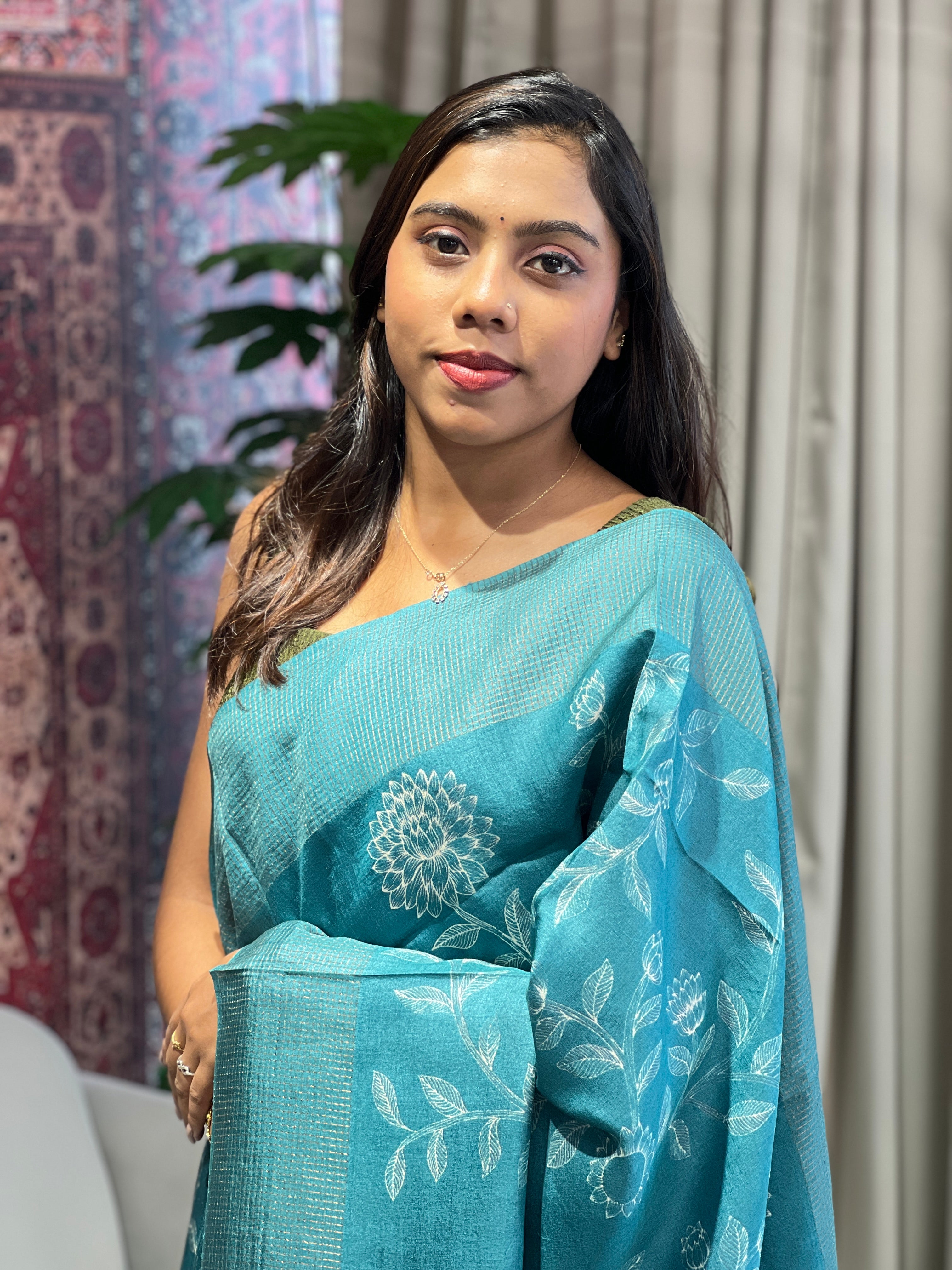 Floral Printed Pure Tussar Saree | RGD756