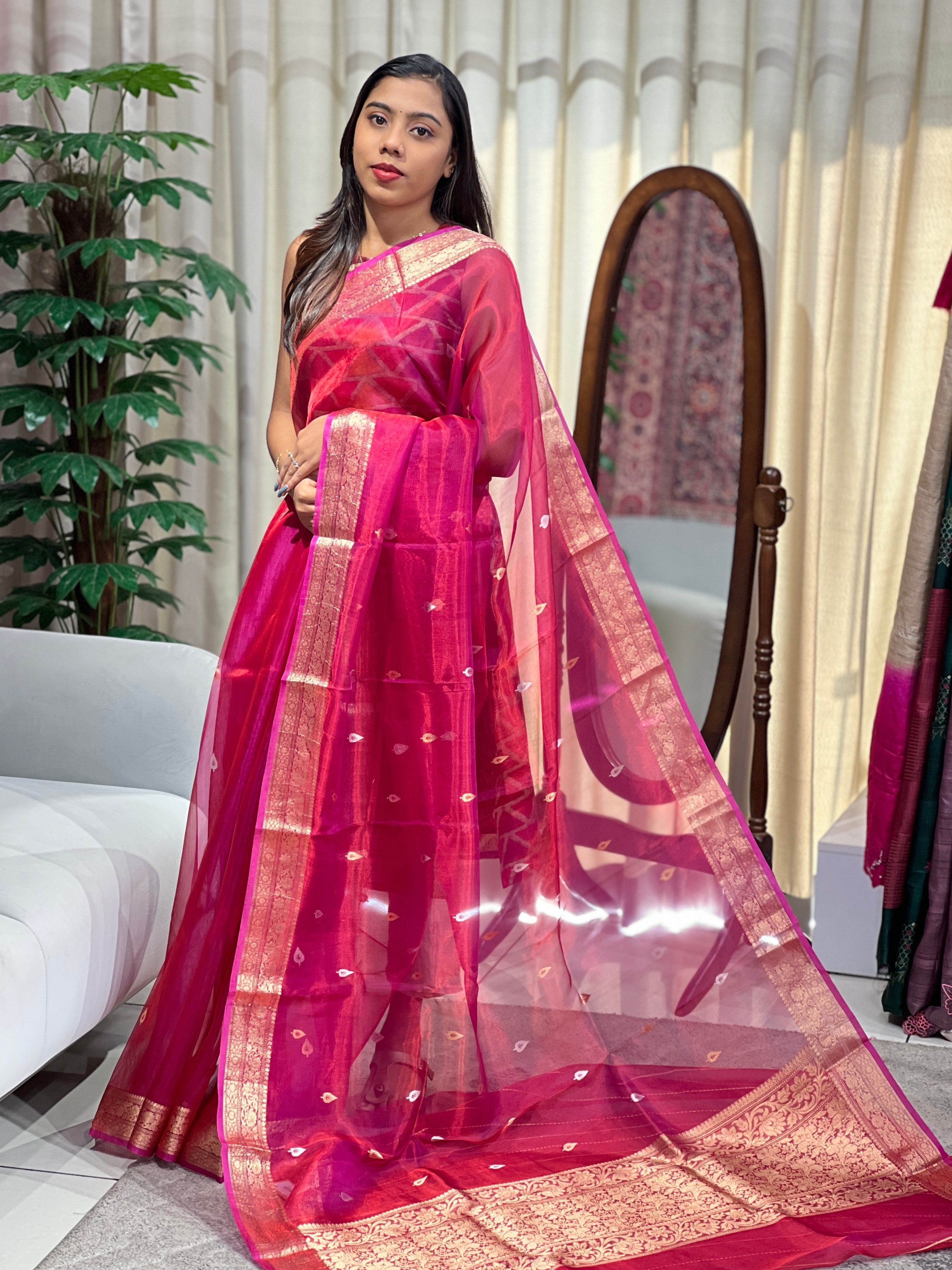Traditional Banarasi Woven Kora Organza Saree | NO160