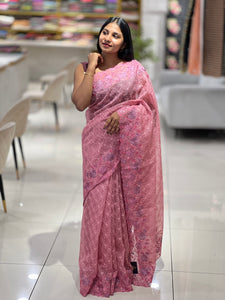 Floral & Tepchi Embroidery Detailed Kota Saree | PNS272