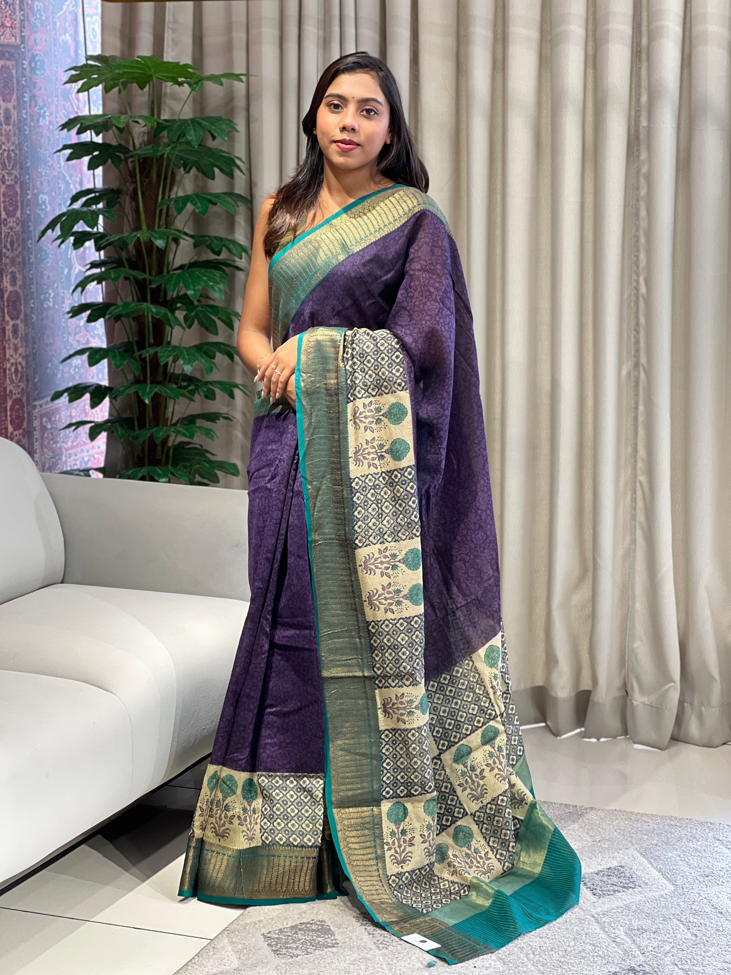 Screen Printed Chanderi Saree | RGD786