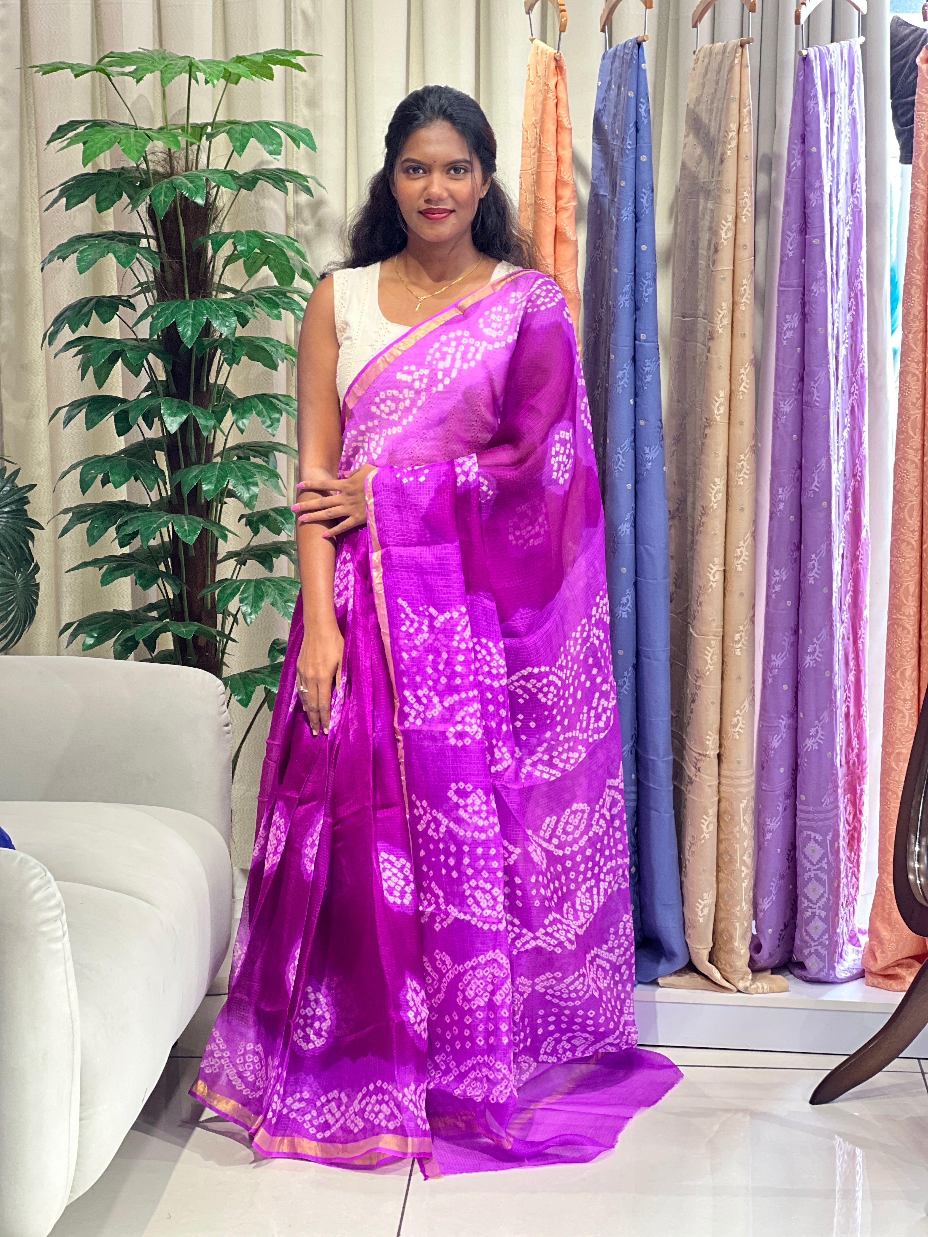 Lehar Pattern Tie & Dye Silky Kota Saree | MSB149
