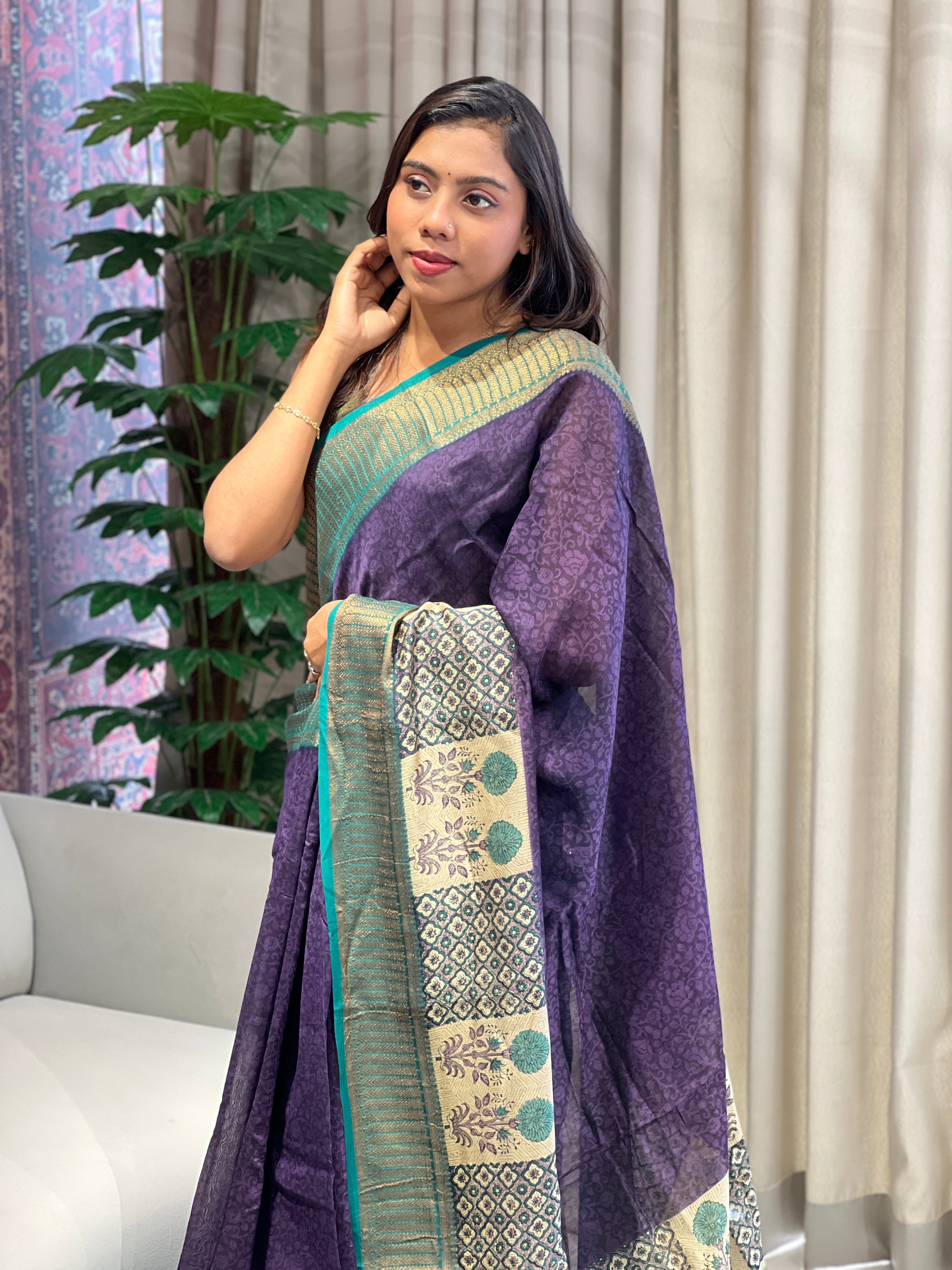 Screen Printed Chanderi Saree | RGD786
