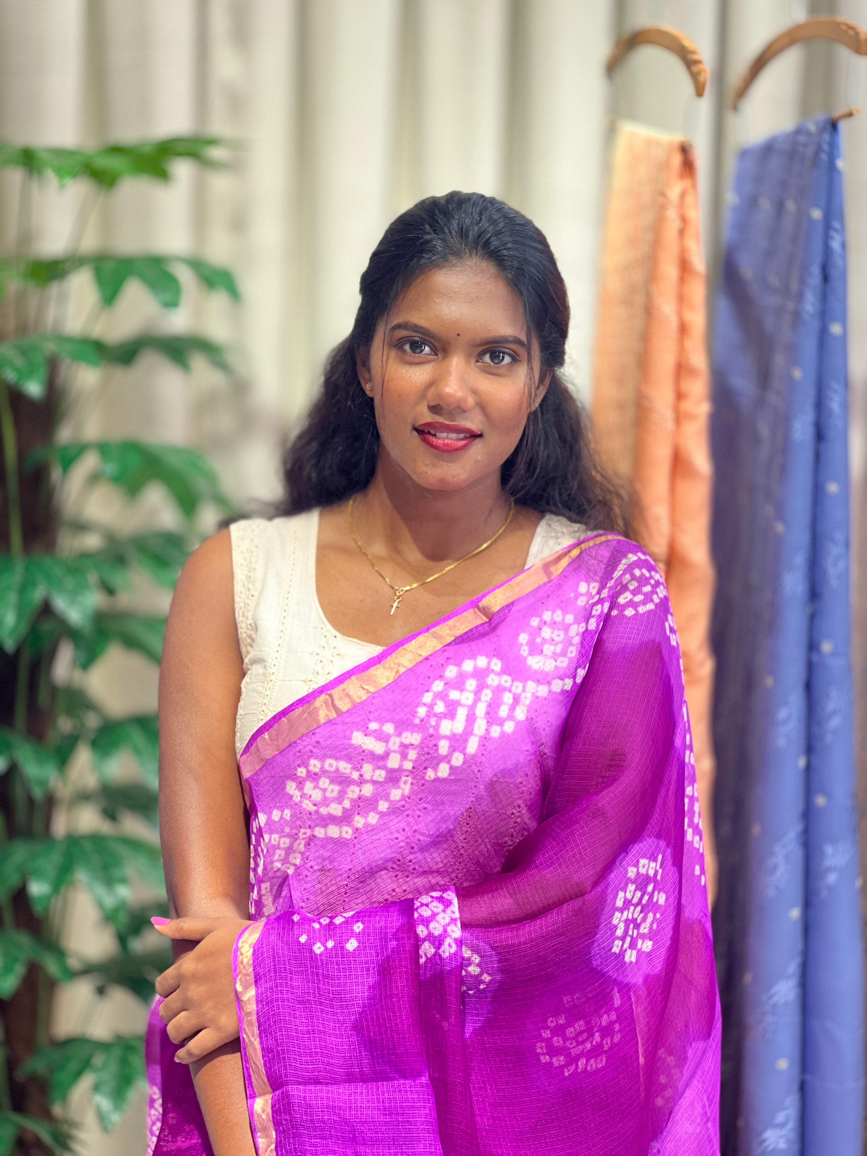 Lehar Pattern Tie & Dye Silky Kota Saree | MSB149