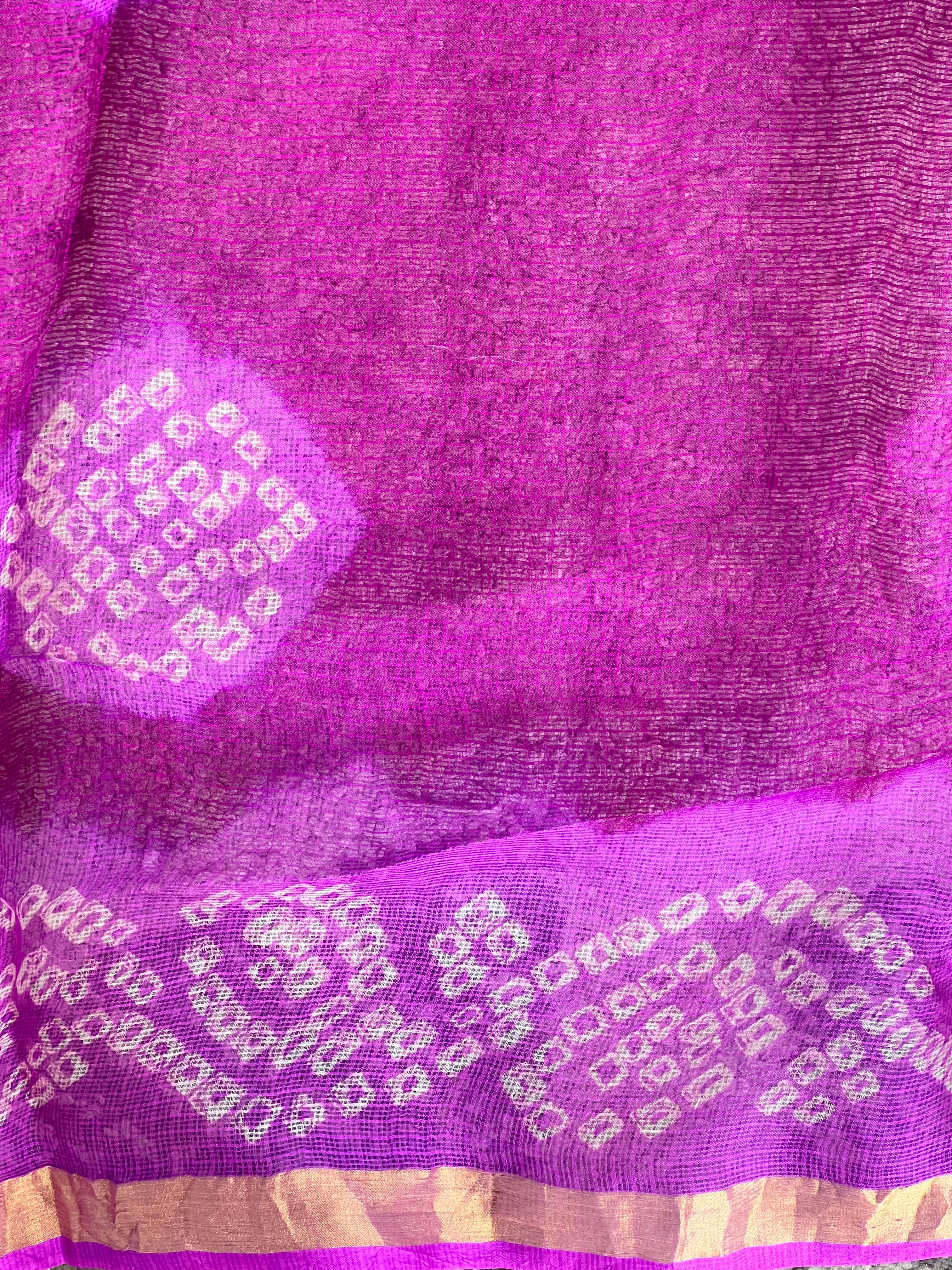 Lehar Pattern Tie & Dye Silky Kota Saree | MSB149