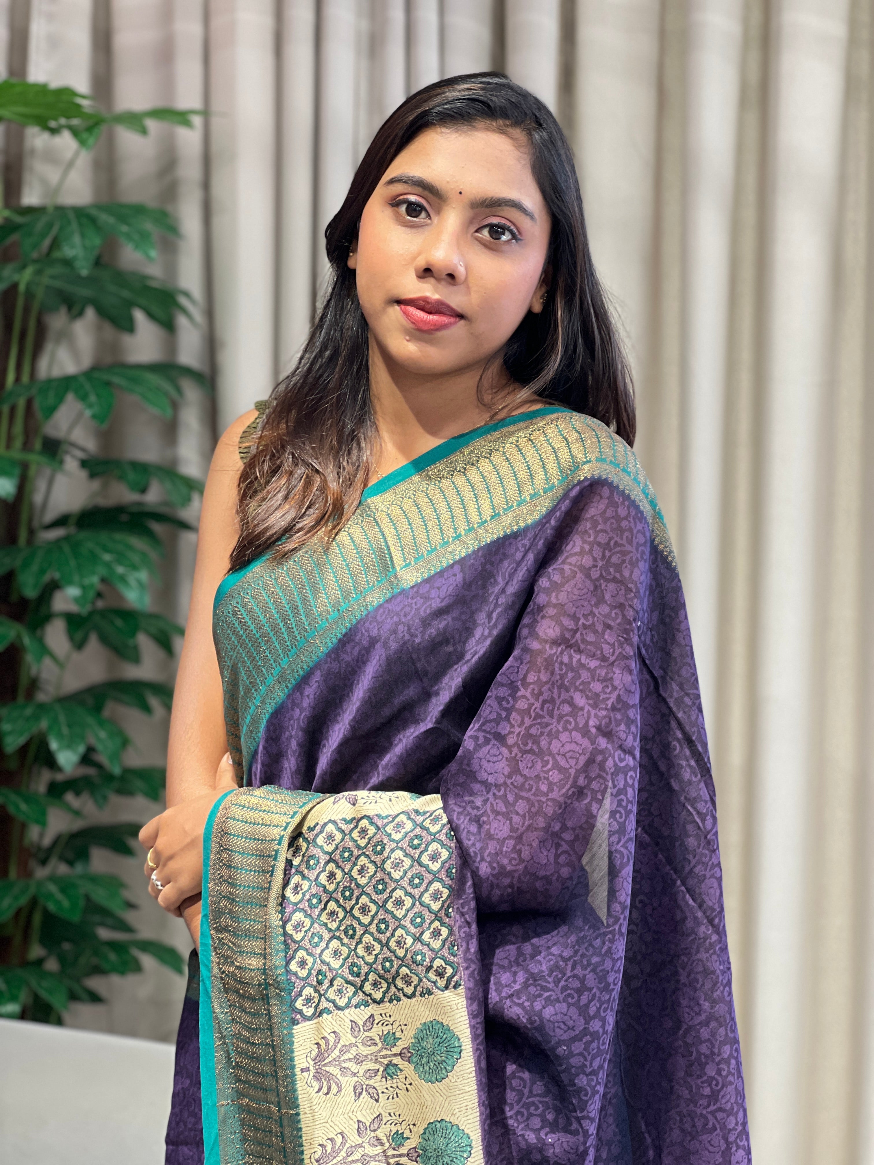 Screen Printed Chanderi Saree | RGD786