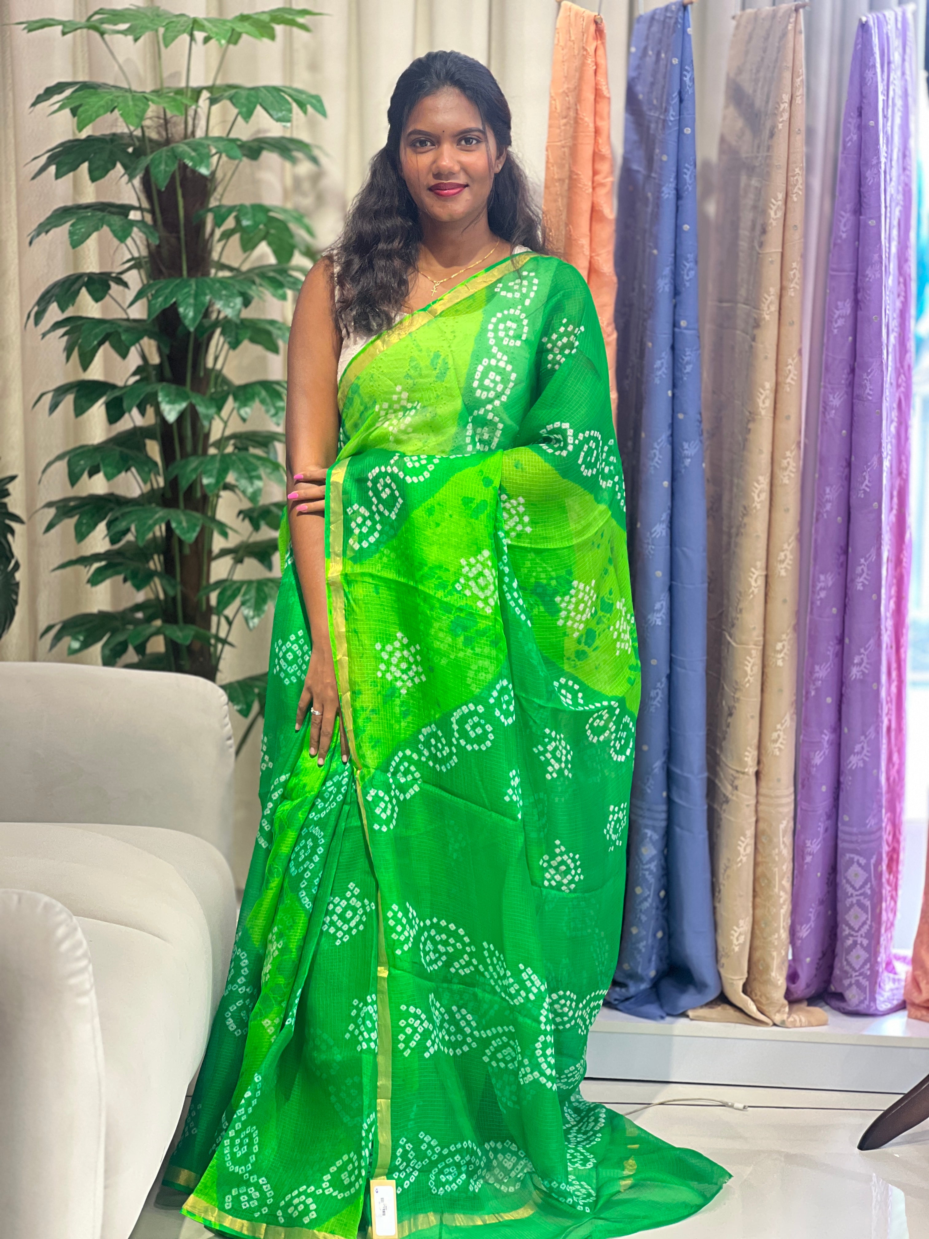 Lehar Pattern Tie & Dye Silky Kota Saree | MSB151